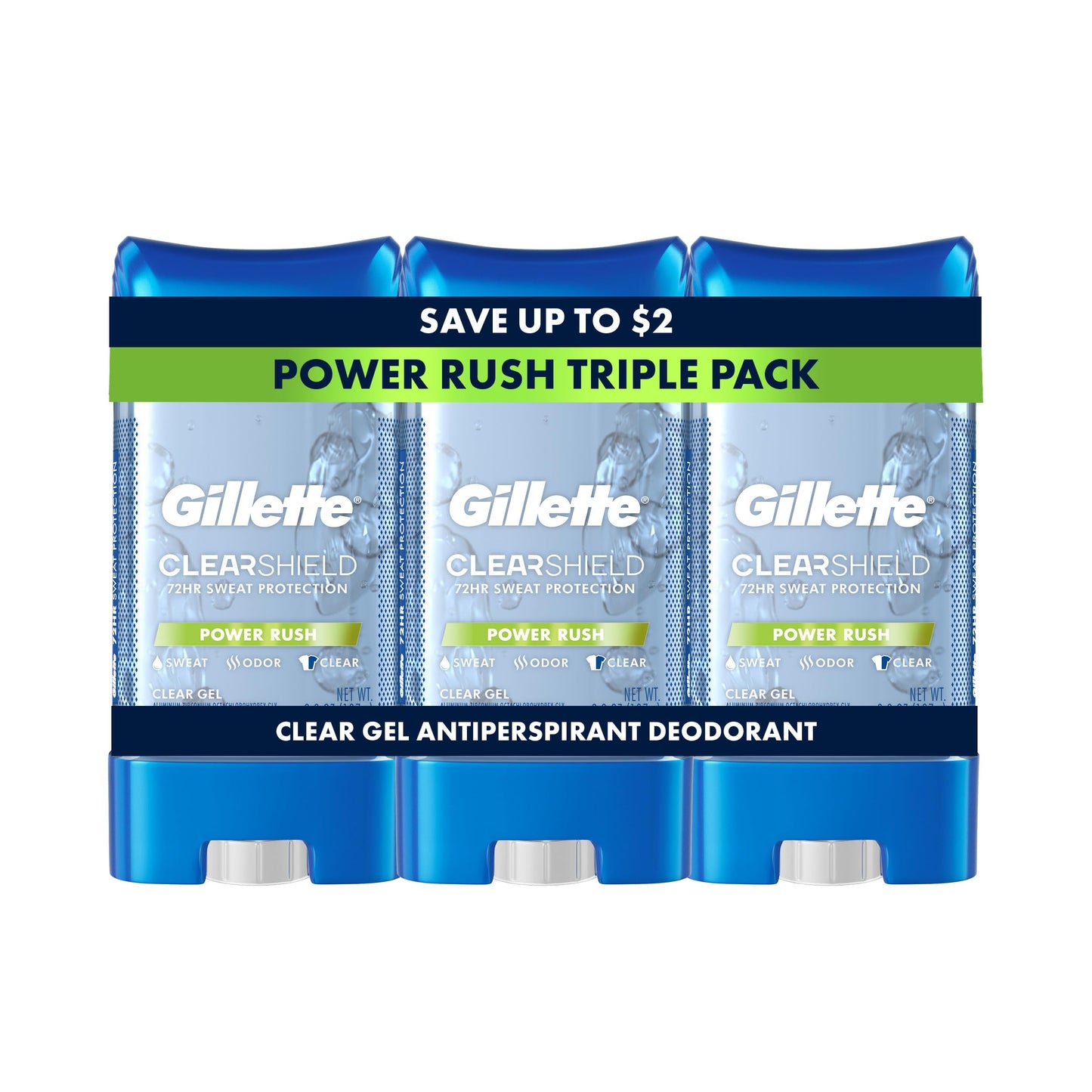 HotGillette Antiperspirant and Deodorant for Men, 72hr Sweat & Odor Protection, Long Lasting Freshness, Anti-White Mark Technology, Clear Gel, Cool Wave Scent, 3.8 oz (Pack of 3)