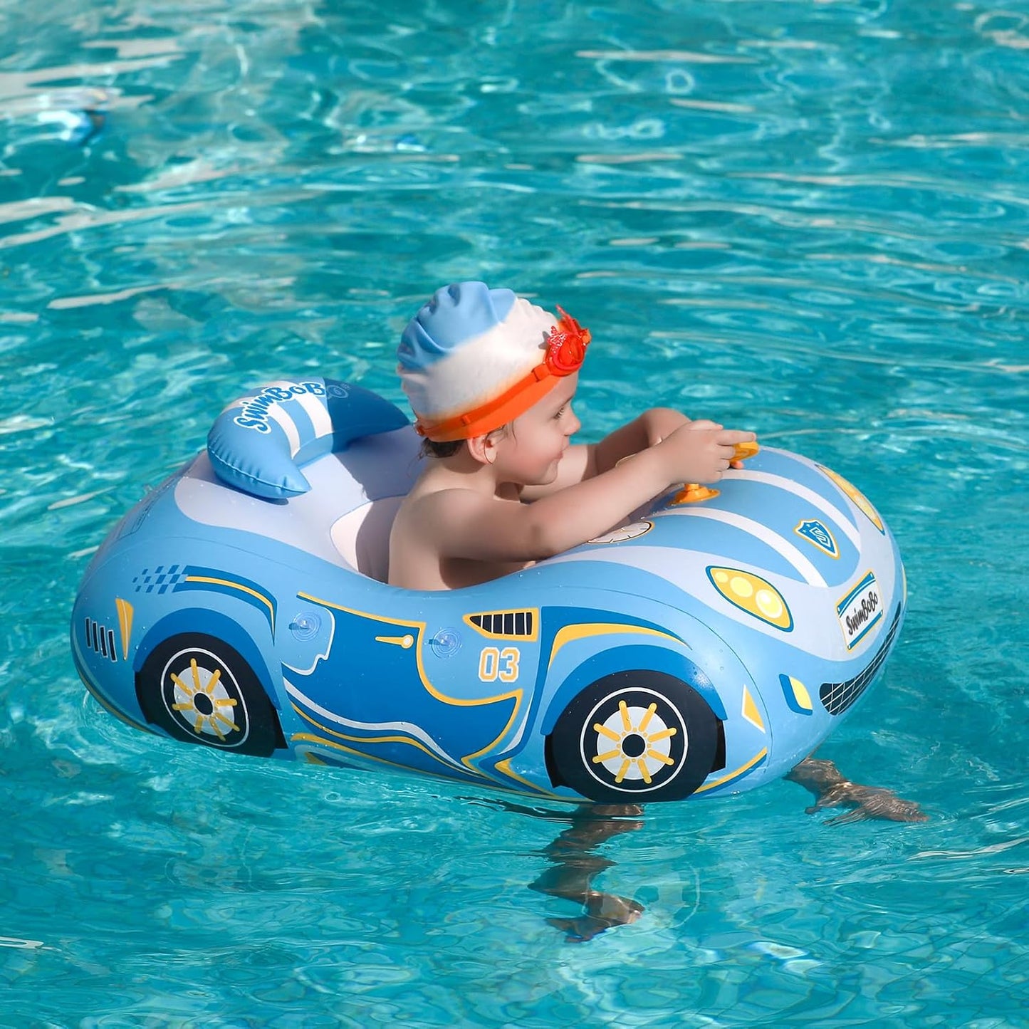 Hot Toddler Float Inflatable Baby Swim Float with Canopy and Seat Pool Toys for Kids 3+ Years Old