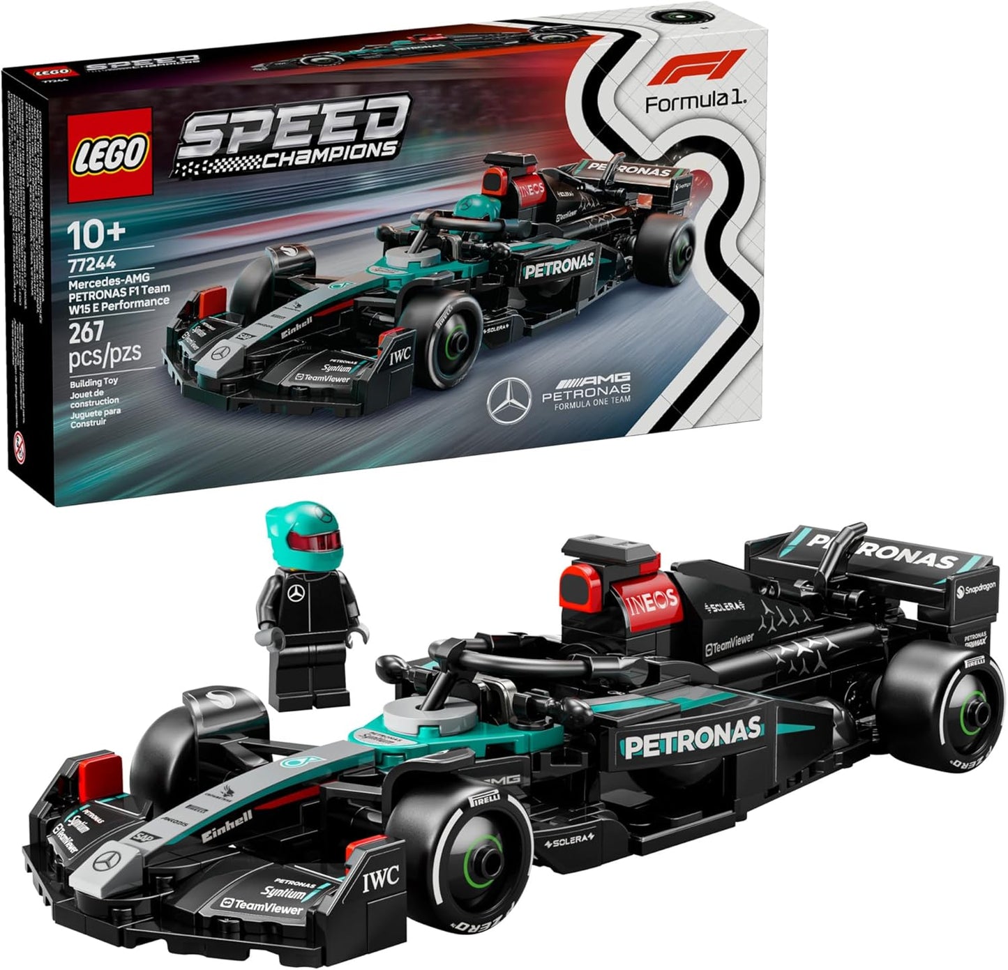 Hot LEGO Speed Champions Mercedes-AMG F1 W15 Race Car Toy - Building Set for Kids, Boys & Girls, Ages 10+ - Toy Car for F1 Fans - Gift Idea for Birthday - 77244