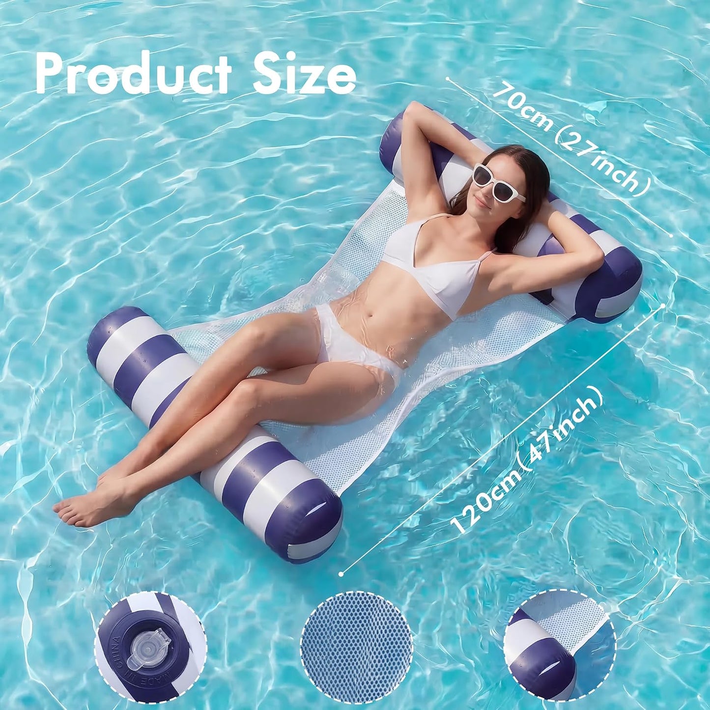 Hot5 Pack Inflatable Pool Floats, OKSUWATER 4-in-1 Water Hammock, Pool Floats Adult Size for Swimming Pool Party Summer Lake Water Fun (5 Pack-Multicolor)
