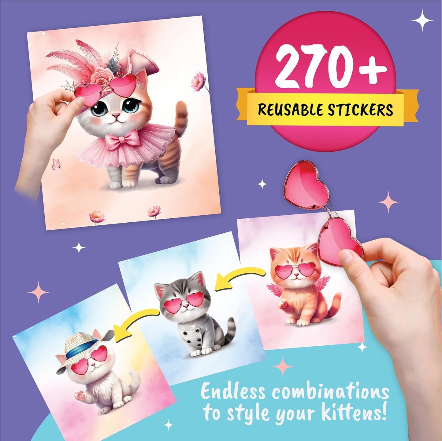Hot Sticker Dress Up Kitten - Kids Activity and Sticker Book Learn Fashion Design for Kitten with Guides and 270+ Reusable Stickers.Gift for Girls Ages 5,6,7,8