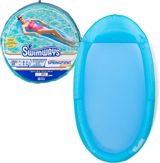 HotSwimWays Spring Float Hammock, Fast-Inflating Adult Lounger; Ages 15+ | Patented Fast Inflation for Immediate Use During Travel, Fits Most Adults and Teens, Teens & Adults Can Lounge Comfortably