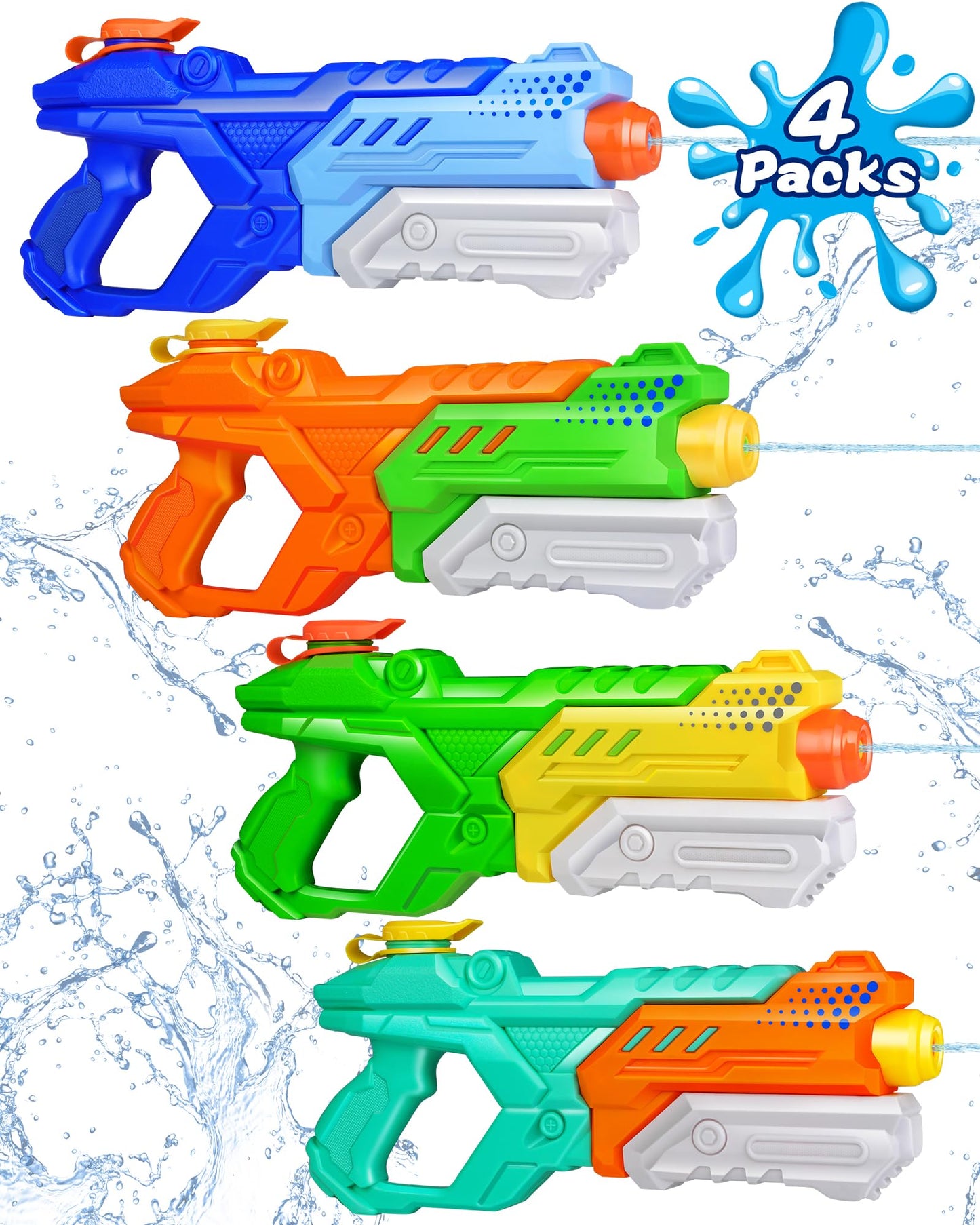 Hot Quanquer 600cc Water Guns for Kids & Adults - 6 Pack Super Squirt Blasters Soaker with Long Range, High Capacity Pump Action, Summer Swimming Beach Outdoor Water Fighting Play Pool Toys for Boys Girls