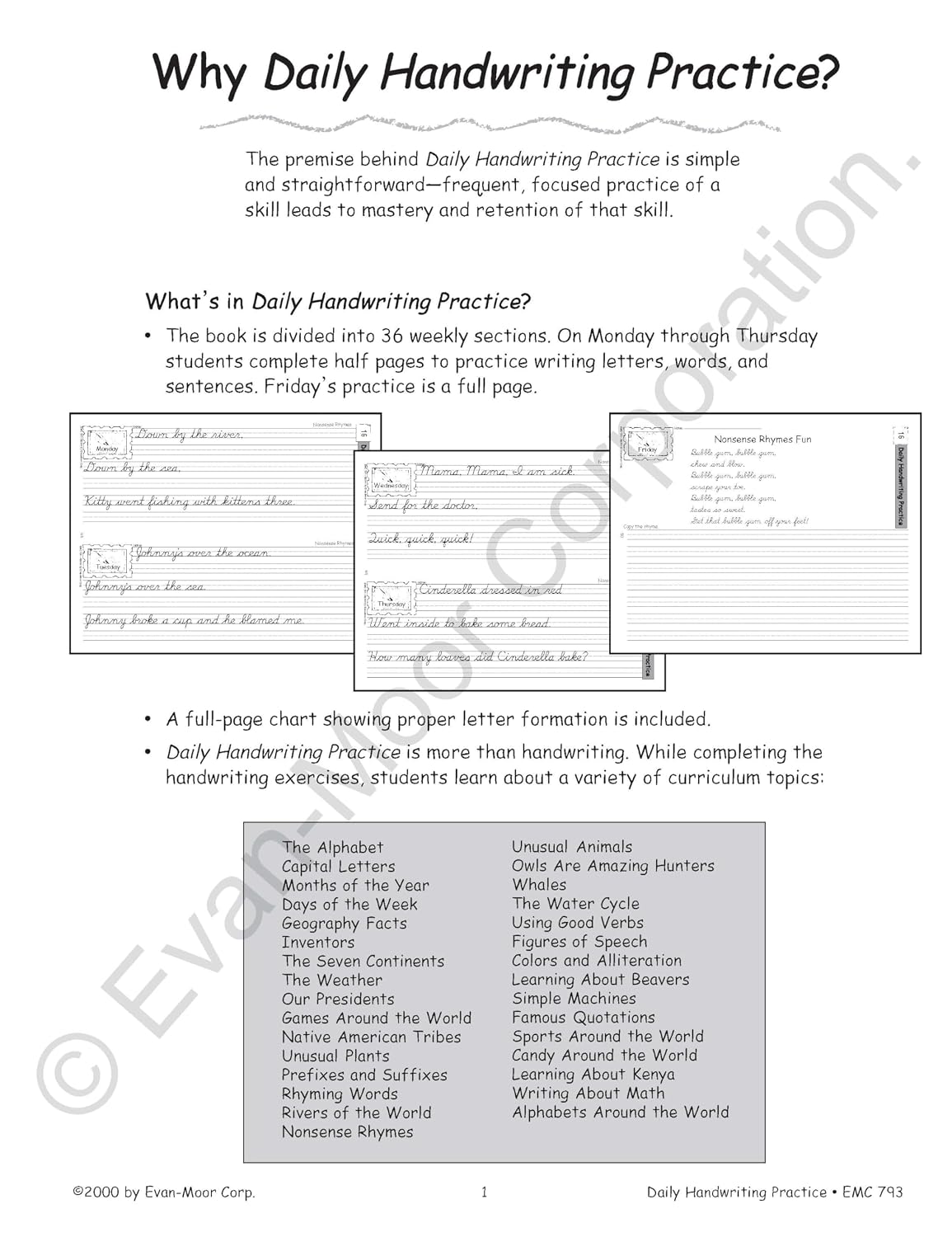 Hot Evan-Moor Daily Handwriting Practice Contemporary Cursive, Kindergarten-Grade 6, Homeschooling and Classroom Resource Workbook, Penmanship, Writing, Letter Placement, Spacing, Alphabet Synonyms