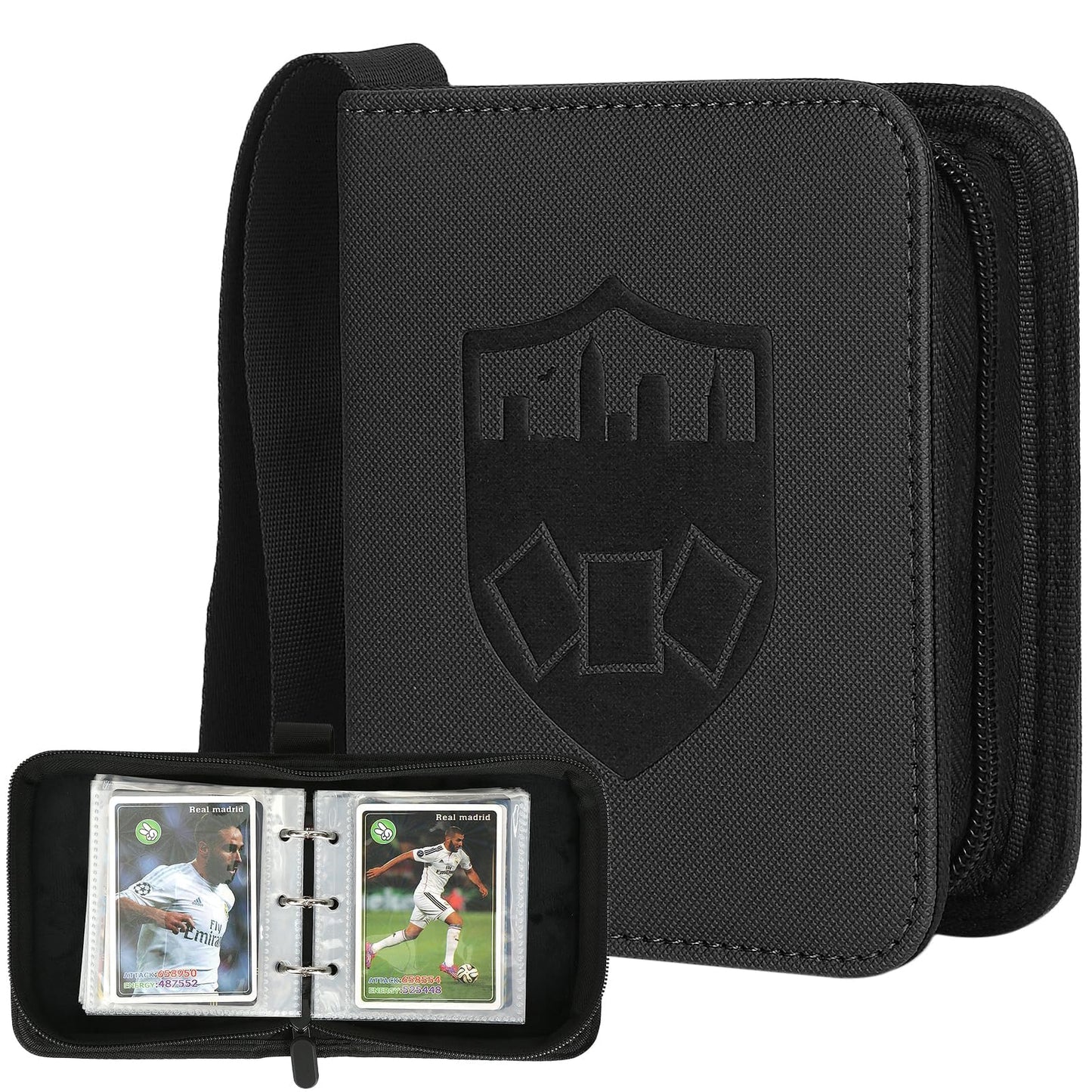 HotGERMUN 9 Pocket Trading Card Binder,720 Cards,40 Top-Loading Pages, Double Sided Pockets PU Cover Zipper Collection Album Folder for Standard MTG, TCG, Sports Cards(Black)