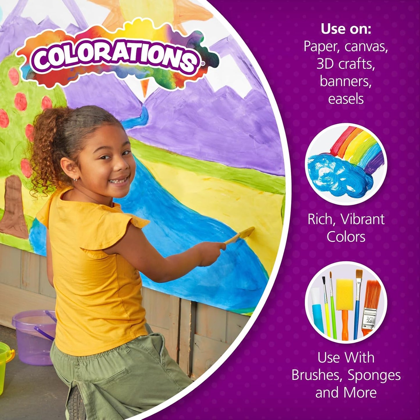 Hot Colorations Paraben-Free Simply Washable Tempera Paint, Rainbow Plus 8-Pack | Matte Finish, Vibrant Colors, Non-Toxic, Classroom Supplies, School & Craft Art Supply Set, 16 oz Each