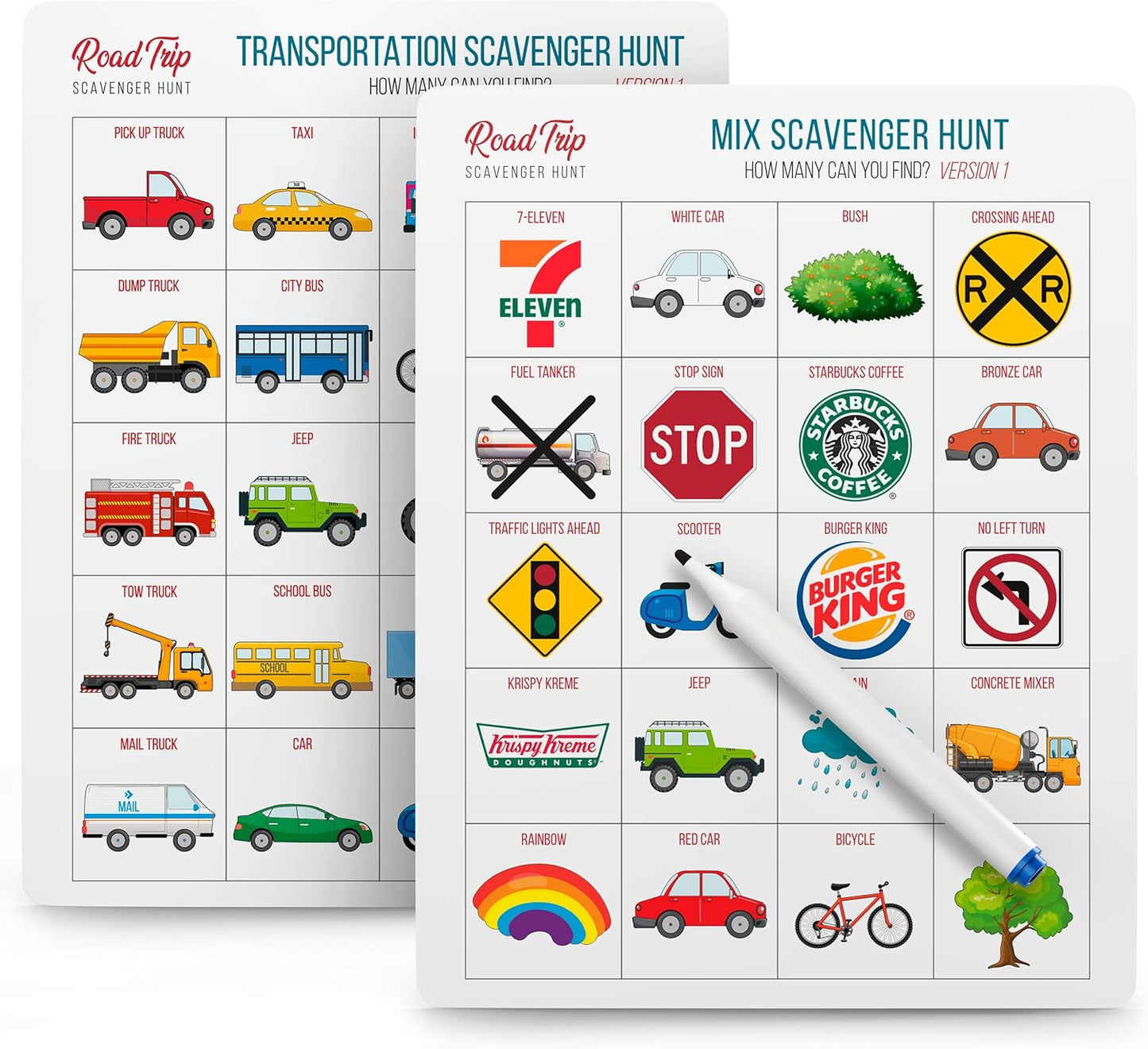 HotWELL BALANCED Car Bingo - Road Trip Essentials: Car Activities and Games for Kids Ages 4-8