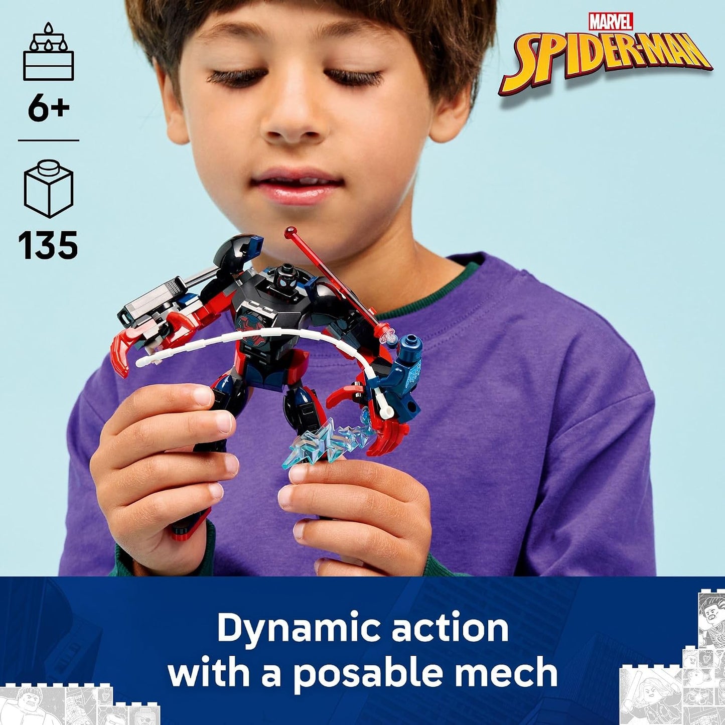 Hot LEGO Marvel Miles Morales Mech vs. Spider-Man 2099 Building Toy for Boys & Girls - Poseable Super Hero Mech & 2 Marvel Minifigures for Kids & Fans, Ages 6+ - Gift Idea for Birthdays - 76337