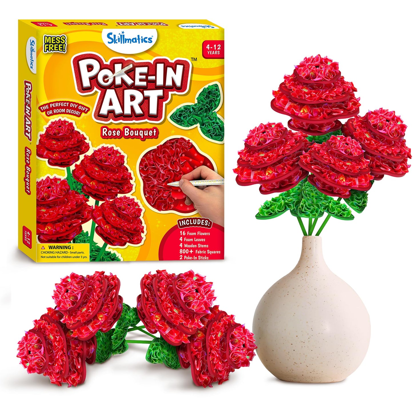 HotSkillmatics Poke-in Art – Disney Princesses, Mess-Free DIY Wood Craft Kit | Screen-Free Entertainment, Fun Colorful Creative Activity for Kids, Cinderella, Ariel, Gifts for Girls Ages 4, 5, 6, 7, 8, 9