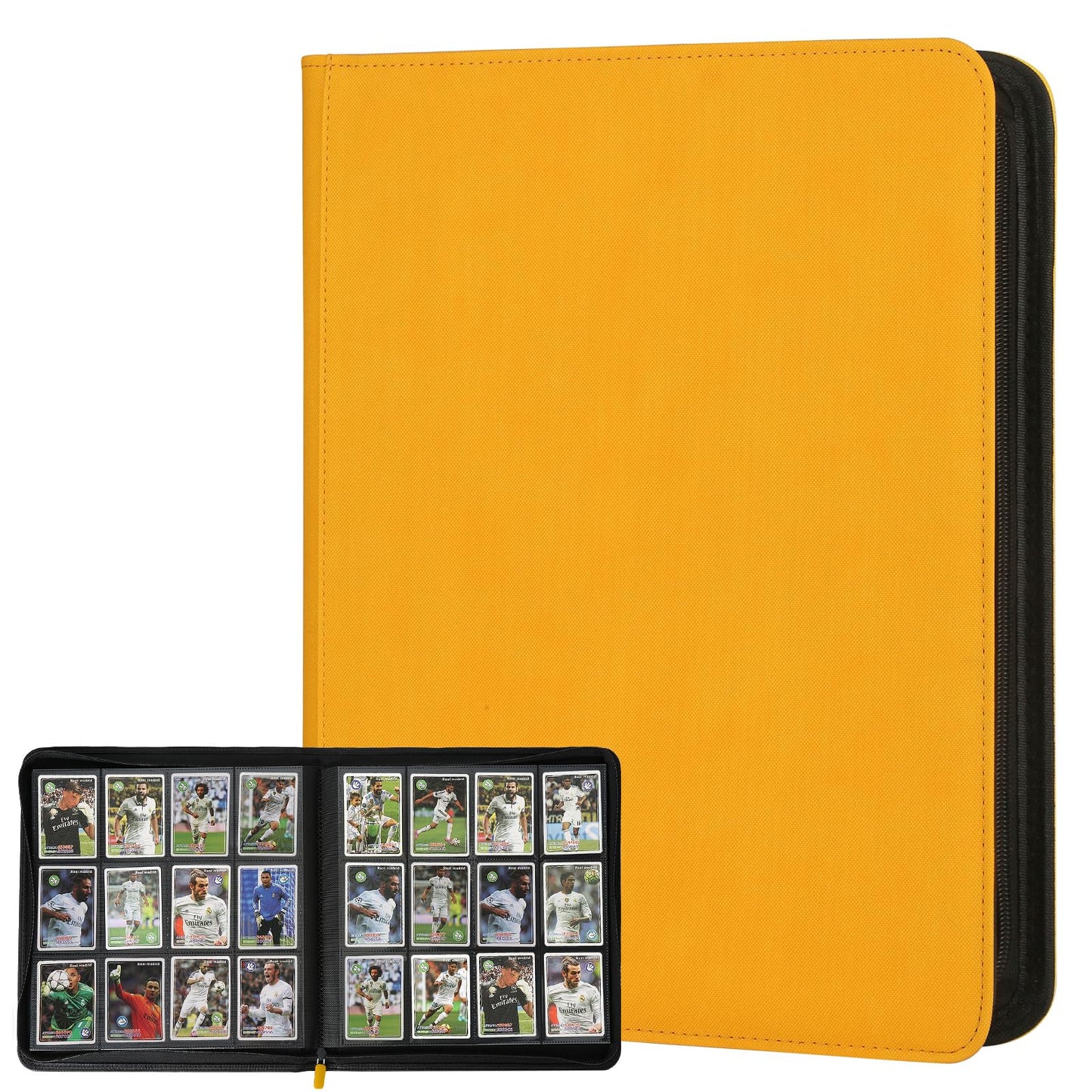 HotGERMUN 9 Pocket Trading Card Binder,720 Cards,40 Top-Loading Pages, Double Sided Pockets PU Cover Zipper Collection Album Folder for Standard MTG, TCG, Sports Cards(Black)