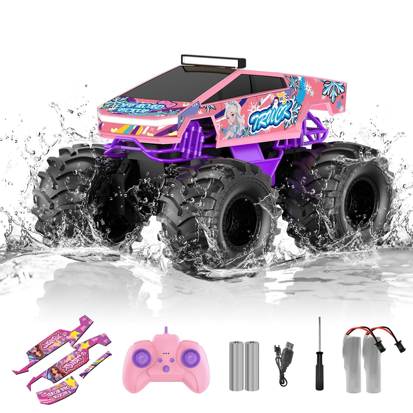Hot Amphibious Remote Control Car, 1:18 Monster Truck Toys for Boys RC Cars, 2.4 GHz Waterproof RC Trucks, 4WD All Terrain Off-Road Pickup, Kids Christmas Birthday Gifts Present Boys Girls Toys Ages 6+