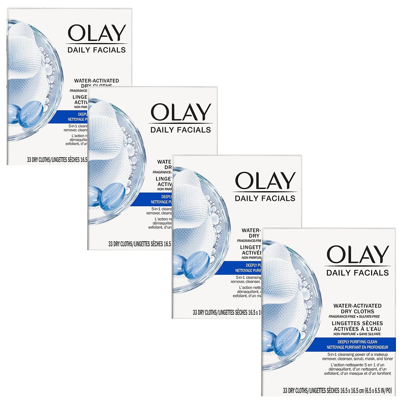 HotOlay Makeup Remover Wipes, Daily Facials Hydrating Face Cleanser for Normal to Dry Skin, Alcohol & Fragrance Free, Soft Face Wash Towels, Travel Essentials for Women, Convenient Dry Cloths, 66 ct