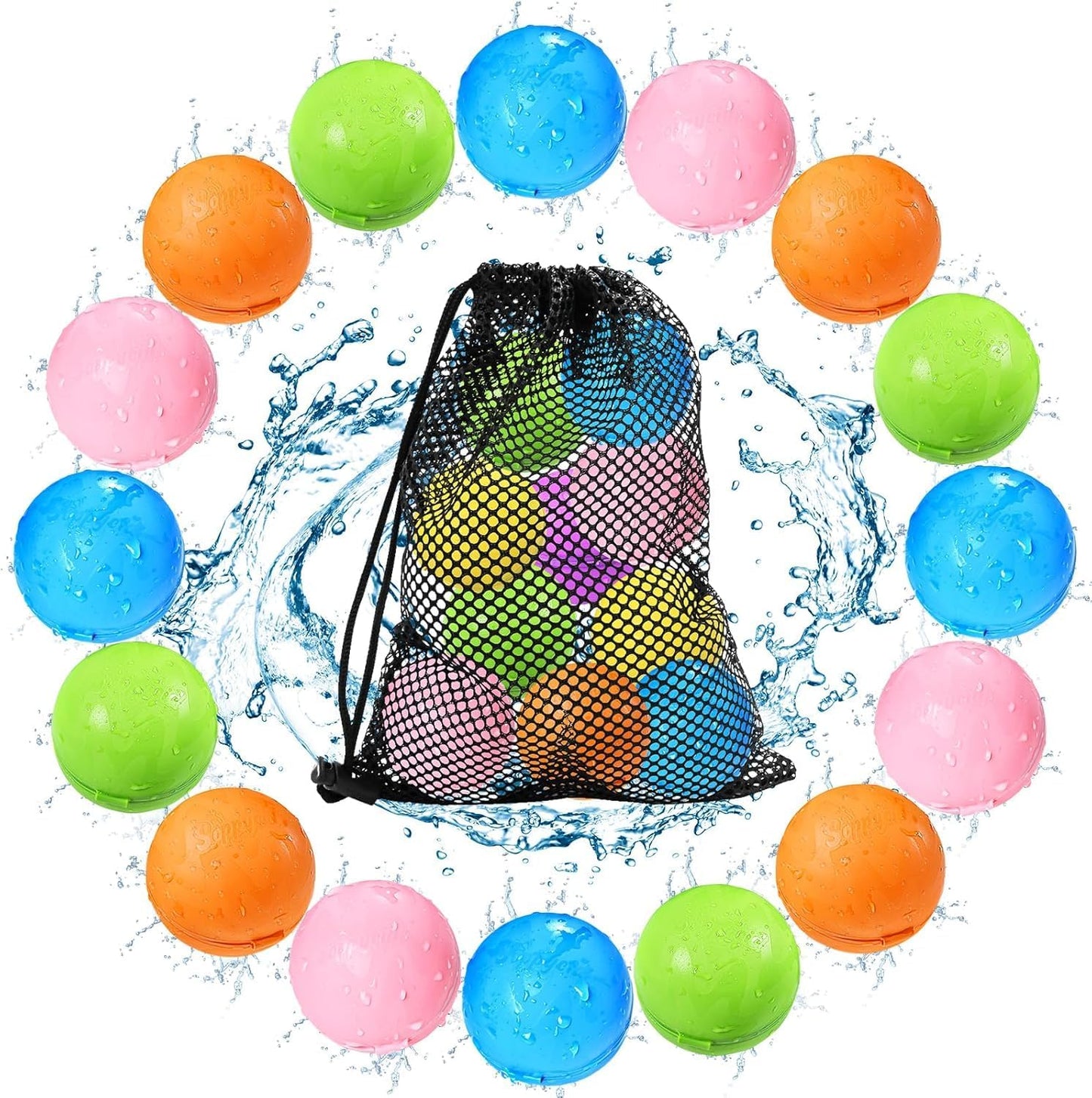 Hot Tlitlimom 16Pcs Reusable Water Bomb Balloons, Pool Beach Toys for Kids ages 3-12, Summer Toy Water Toy for and Girls, Outdoor Activities Water Games Toys Self Sealing Water Splash Ball for Fun