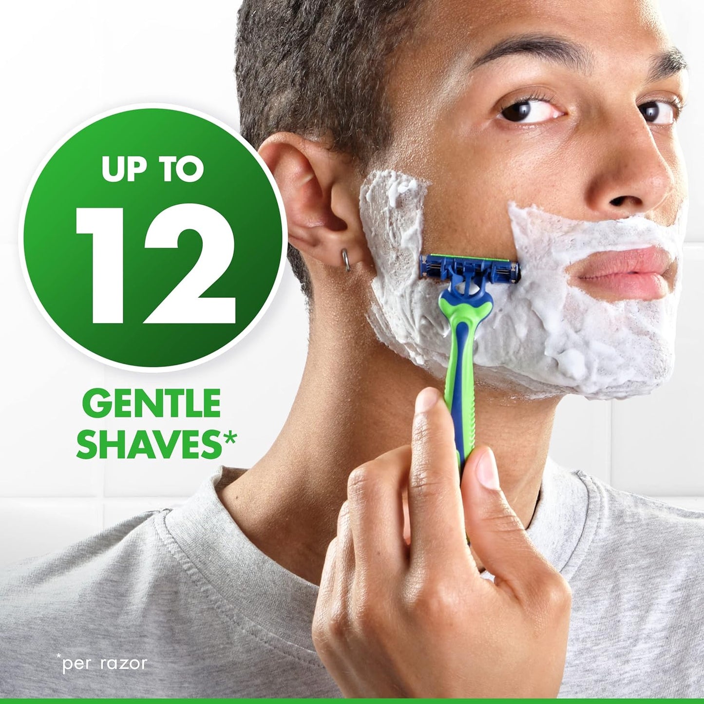 HotGillette Sensor3 Sensitive Men's Disposable Shaving Razors, 12 Count