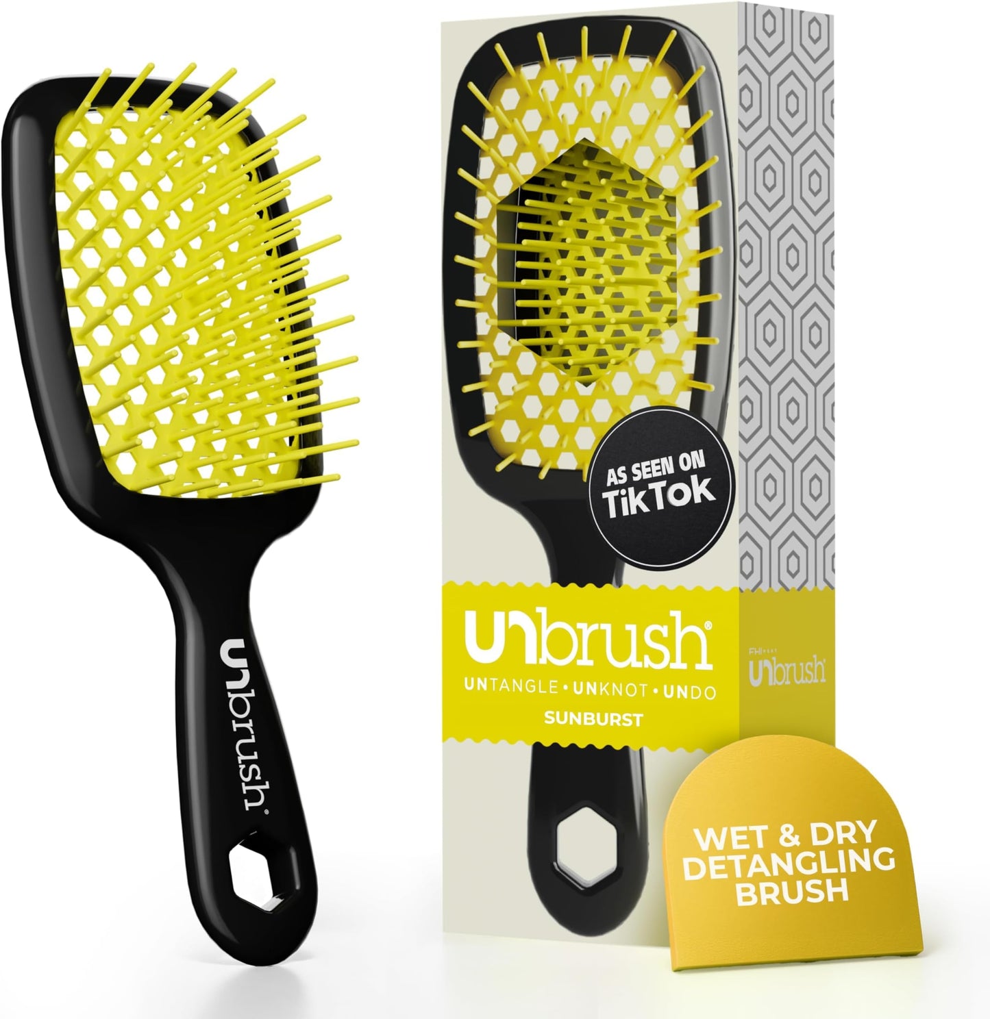 HotFHI Heat UNbrush Detangling Brush for Pain-Free Brushing on All Wet or Dry Hair Types — Durable DuoFlex Anti-Static Bristles, Lightweight Handle, Vented Hair Brush, Periwinkle Light Blue