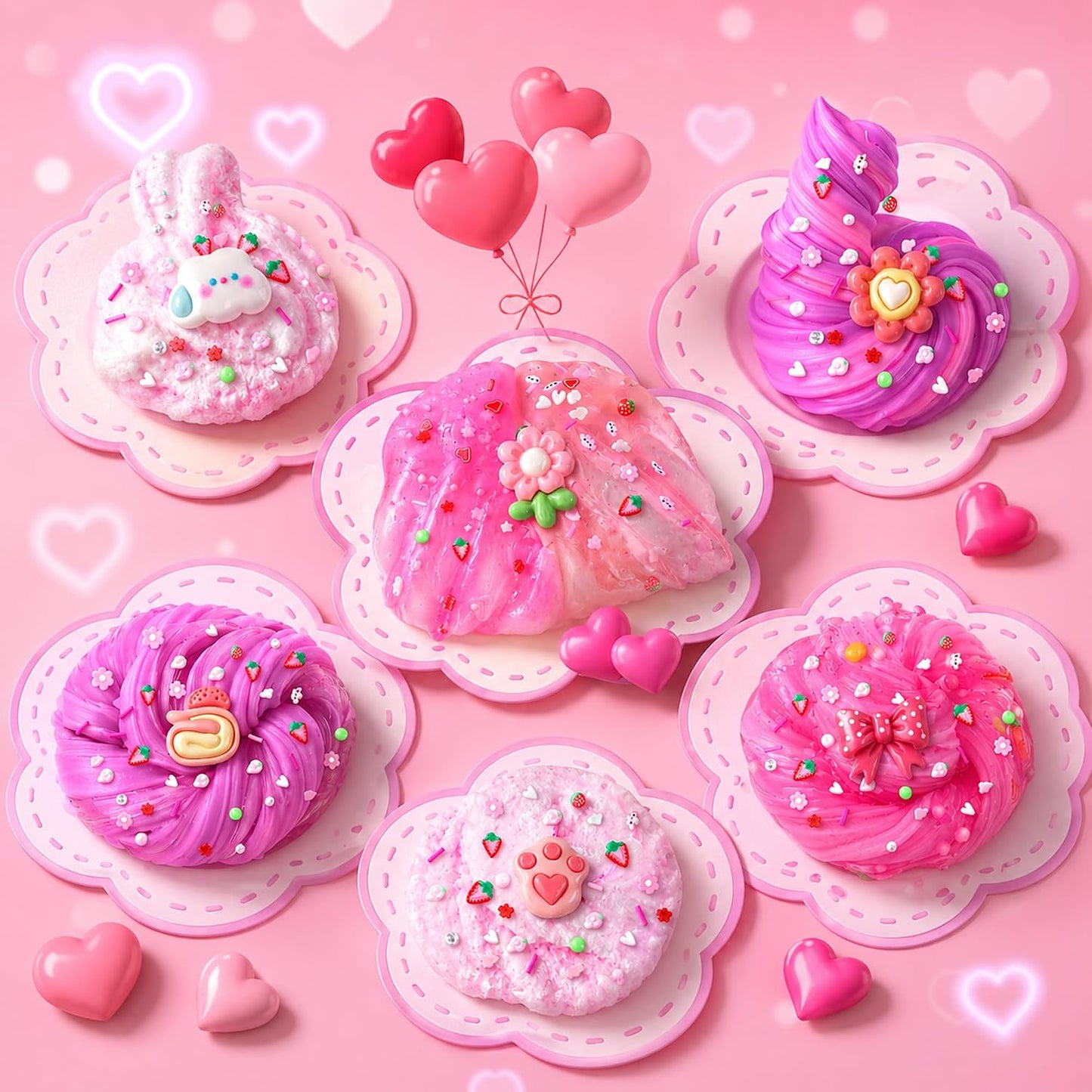 Hot6 Pack Slimes, Pink Slime Kids, Cloud Slime kit for Girls Ages 8-12, Toys for Girls and Boys, for Kids Slime Set Party kit Goodie Bag Stuffers, 4 5 6 7 8 9 10 Year Old Girl Birthday Gift Cute Stuff