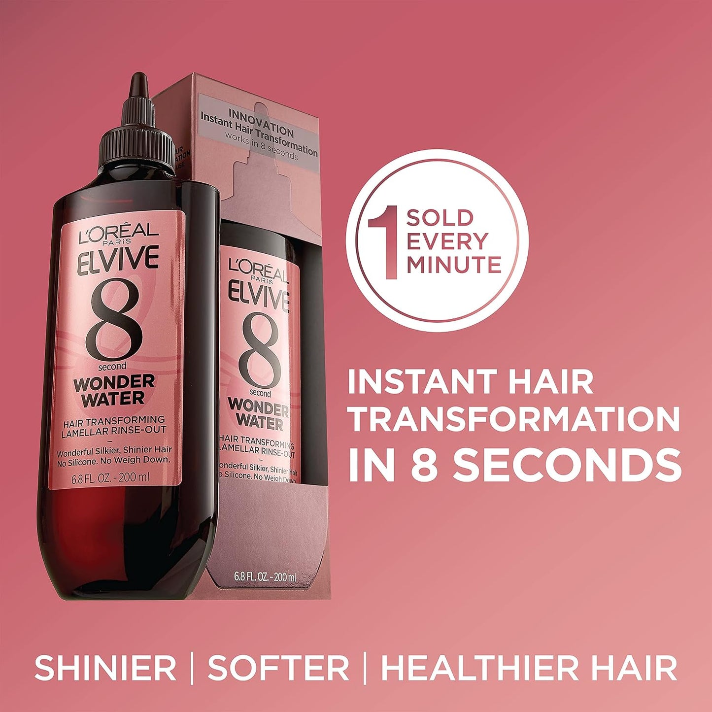 HotL’Oreal Paris Elvive 8 Second Wonder Water Lamellar, Rinse out Moisturizing Hair Treatment for Silky, Shiny Looking Hair, 6.8 FL; Oz