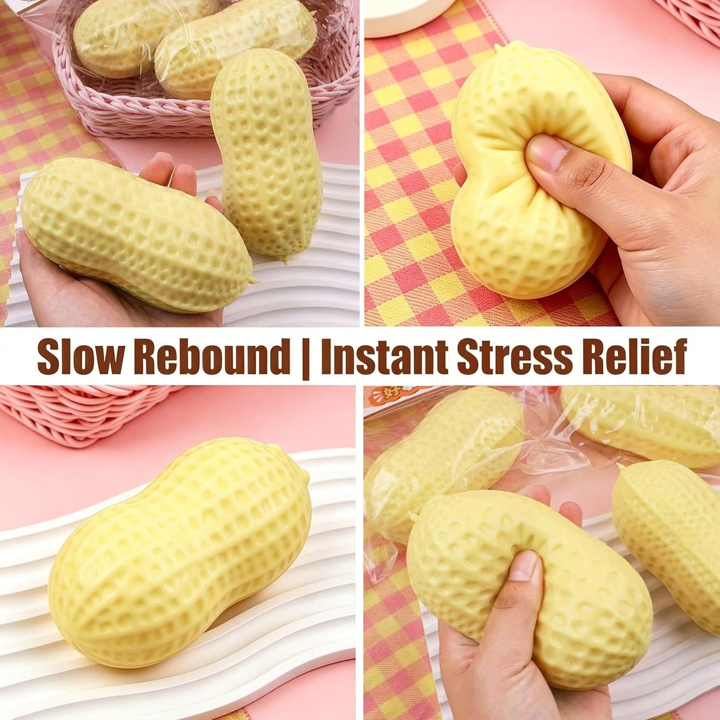 HotPeanut Squishies, Peanut Shaped Squish Balls,Squeeze Dough Ball ,Soft Stress Relief Sensory Fidget Toys,Soft Stress Relief Sensory Fidget Toys for Adults Anxiety Relief Hand Relax