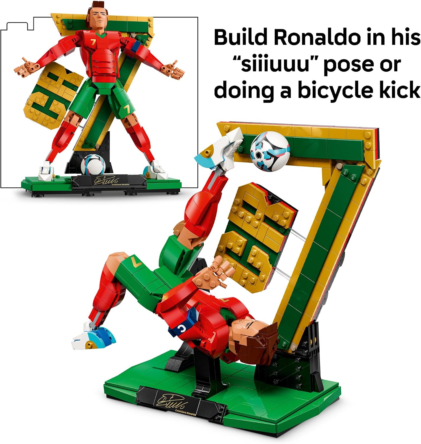 Hot LEGO Editions Cristiano Ronaldo – Soccer Legend - Building Set for Boys & Girls, Ages 12+ - Collectible Soccer Gift with Plaque - Kids Bedroom or Shelf Decor - 43016