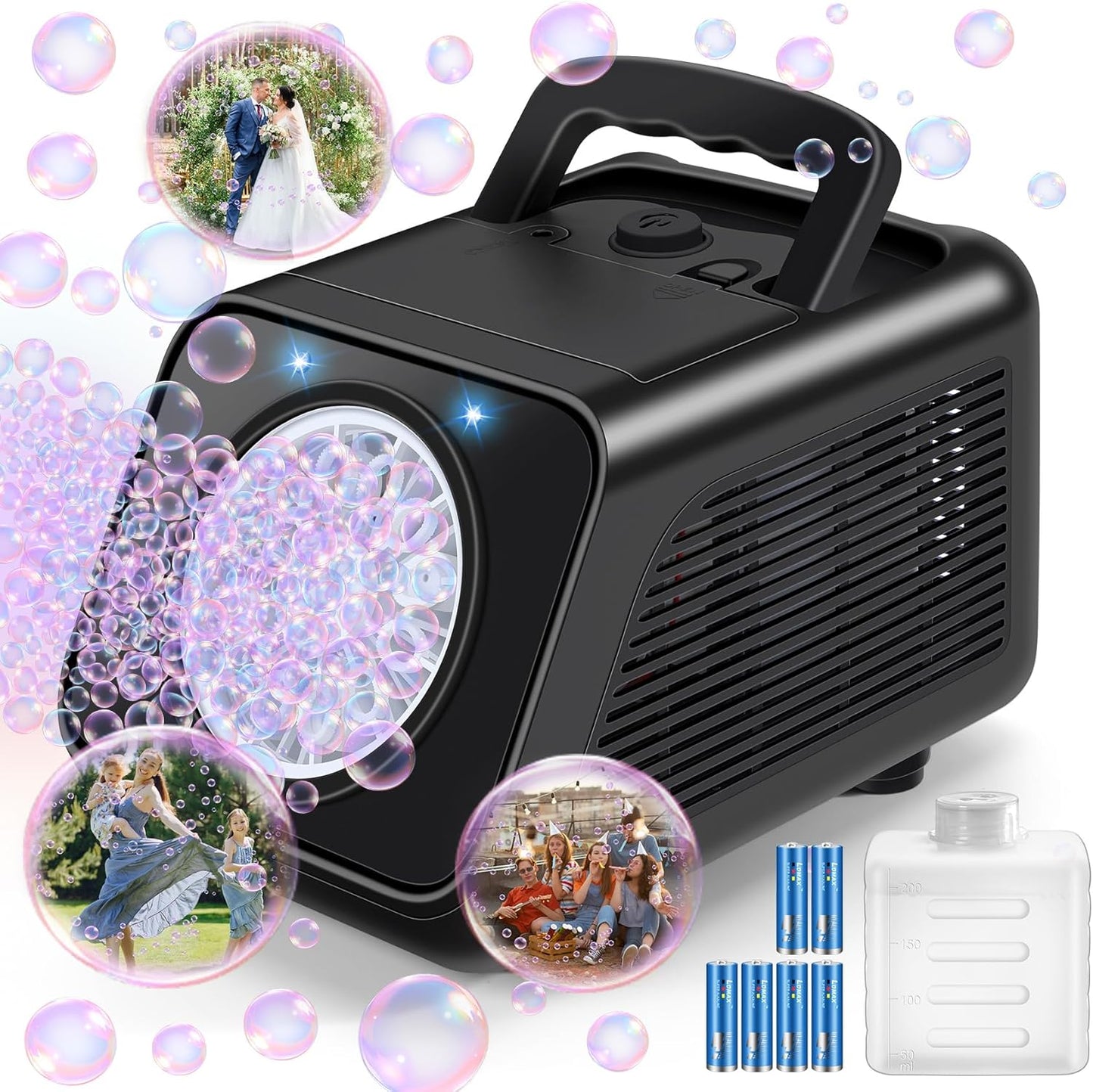 HotBubble Machine Automatic Bubble Blower for Kids: Battery Operated Bubble Maker for Toddlers 1-3 | 20000+ Bubbles Per Min Contain 6 AA Battery | Outdoor Toys for Parties Birthday Wedding