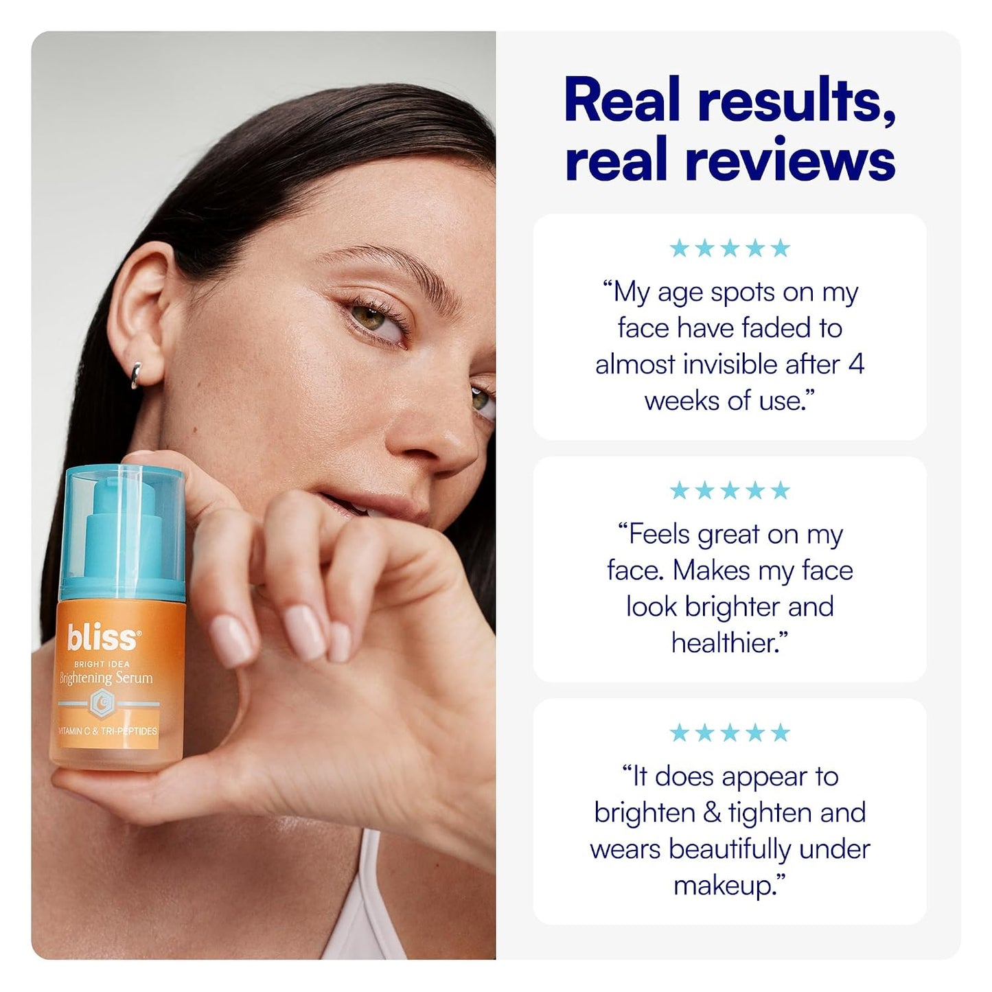 HotBliss Vitamin C + Tri-Peptide Face Serum - Stabilized Vitamin C for Dark Spots, Fine Lines & Firmness - Brightening Serum with Collegen Boosting Peptides, Hyaluronic Acid, Squalane - 1 Fl Oz