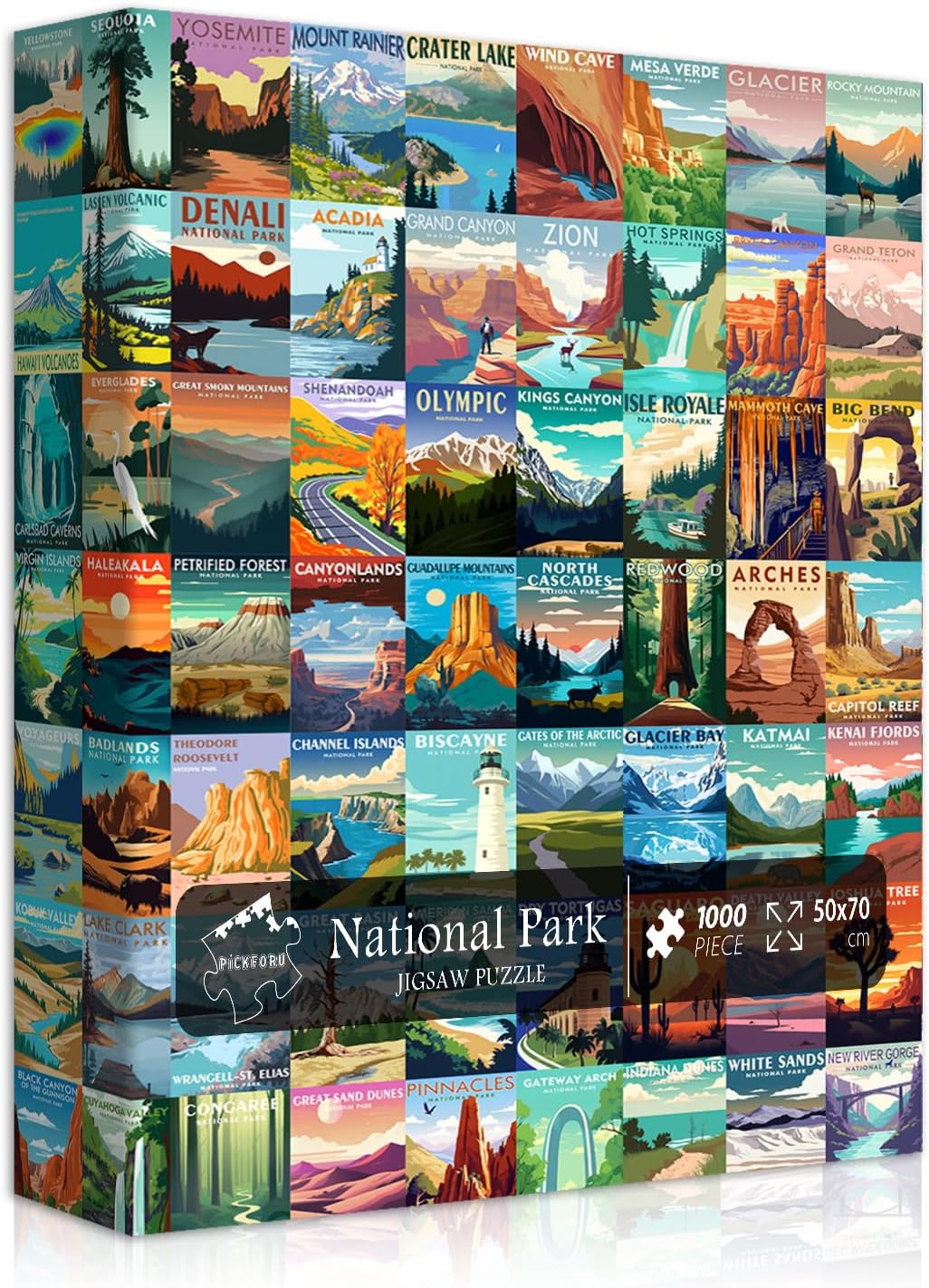 HotNational Parks Puzzle for Adults 1000 Pieces, Travel Poster Landscape Puzzle Including Zion Yellowstone Yosemite, Nature Jigsaw Puzzles Scenery Mountain Scene