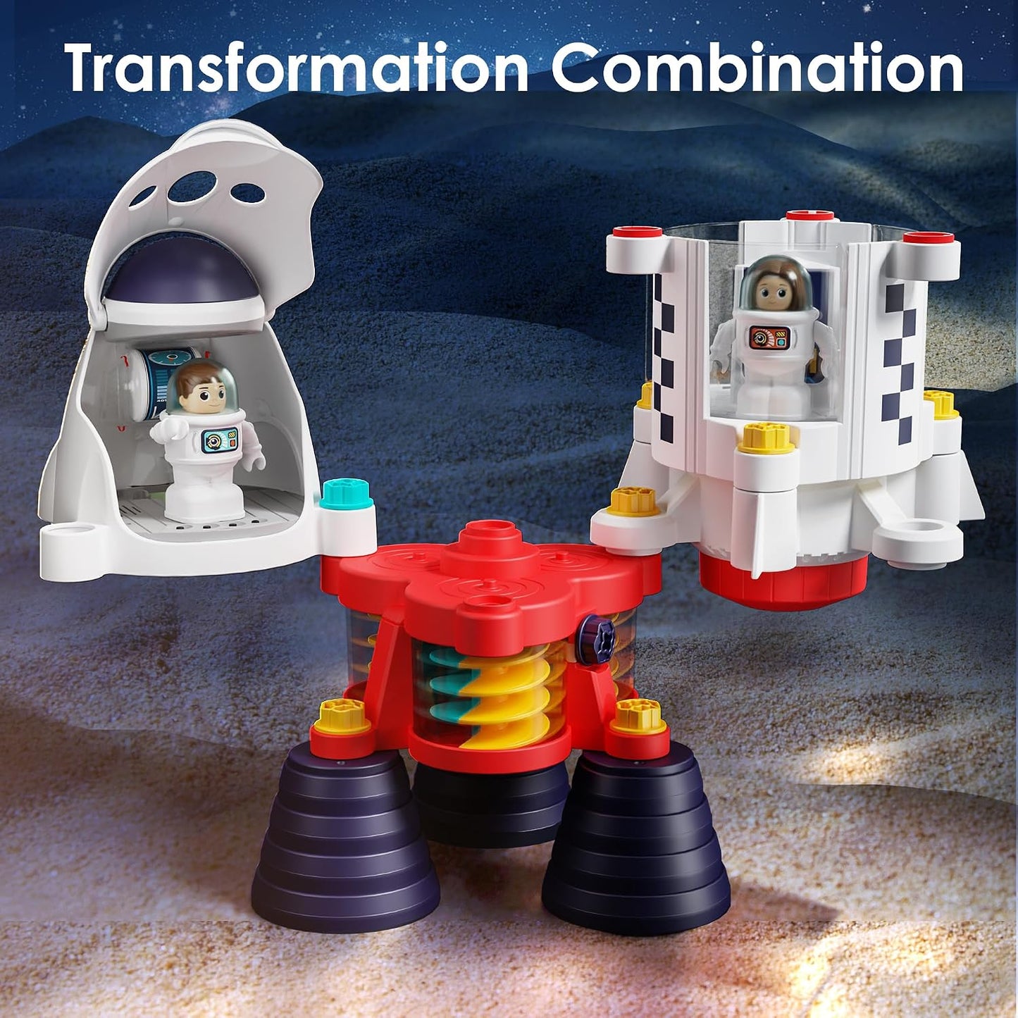 HotiPlay, iLearn Rocket Outer Space Toys, Kids Spaceship Playset with Space Shuttle, Electric Drill, 2 Astronauts, Educational STEM Take Apart Adventure Gift for 3 4 5 6 7 8 Year Old Boy Girl