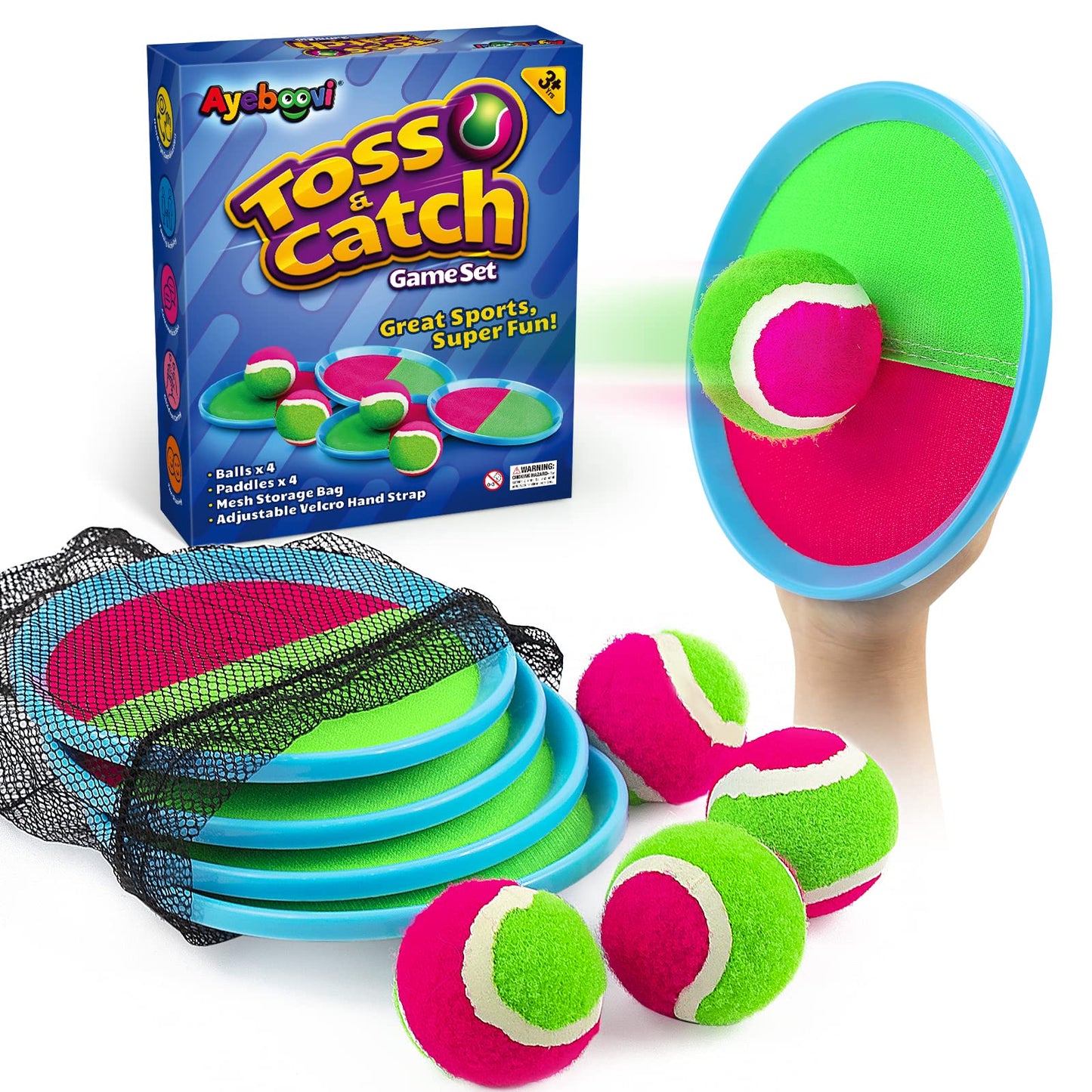 HotAyeboovi Toss and Catch Ball Game Outdoor Toys for Kids Yard Games Beach Toys Outside Games for 3 4 5 6 7 8 9 10 Year Old Boys Girls (Upgraded)