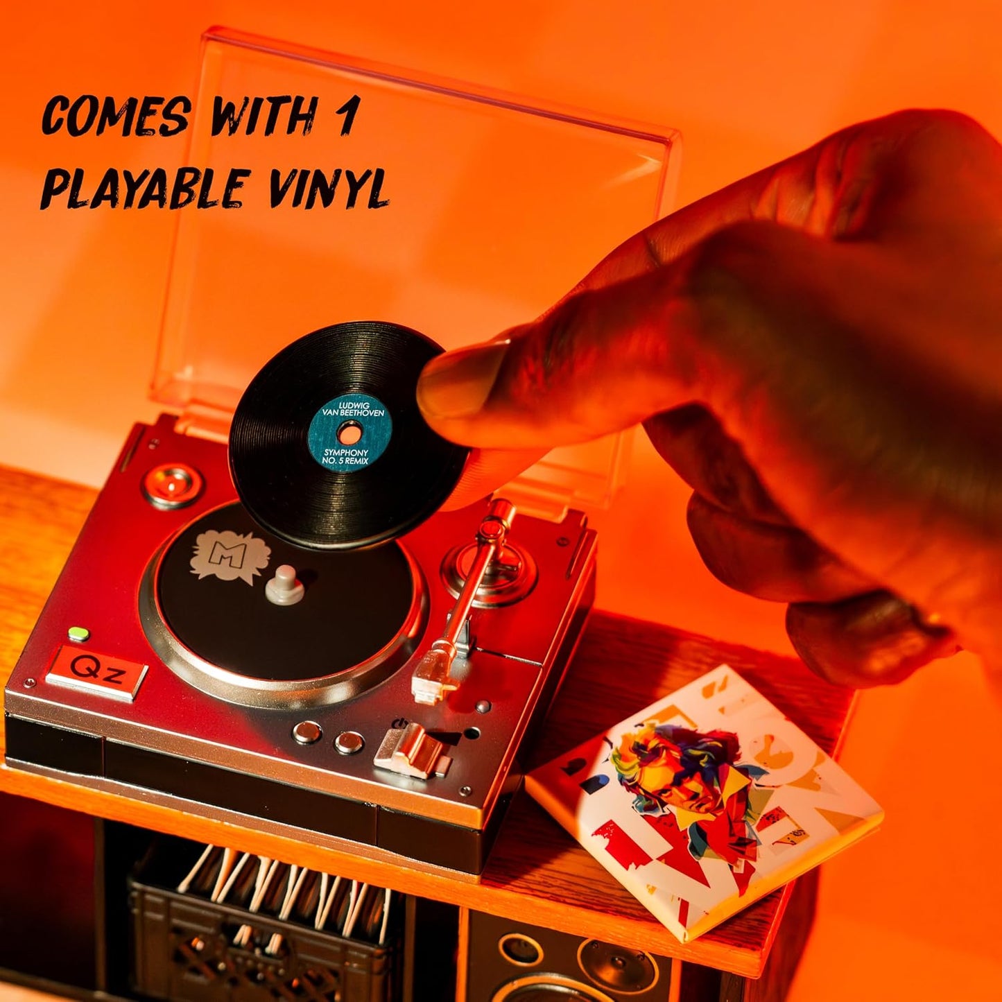 HotMGA's Miniverse Real Music Record Player Mini Collectibles, Mini Playable Record Player, Collectors, Gift, Beethoven