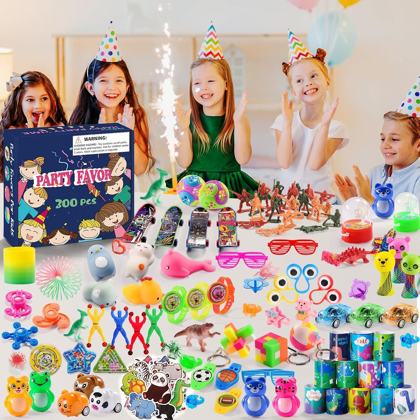 Hot 300 PCS Party Favor for Kids Goodie Bags Stuffers, Prize Box Toys for Kids Classroom Bulk, Small Fidget Toys Pinata Egg Fillers, Treasure Chest for Students Rewards, Carnival Prizes, Birthday Gifts