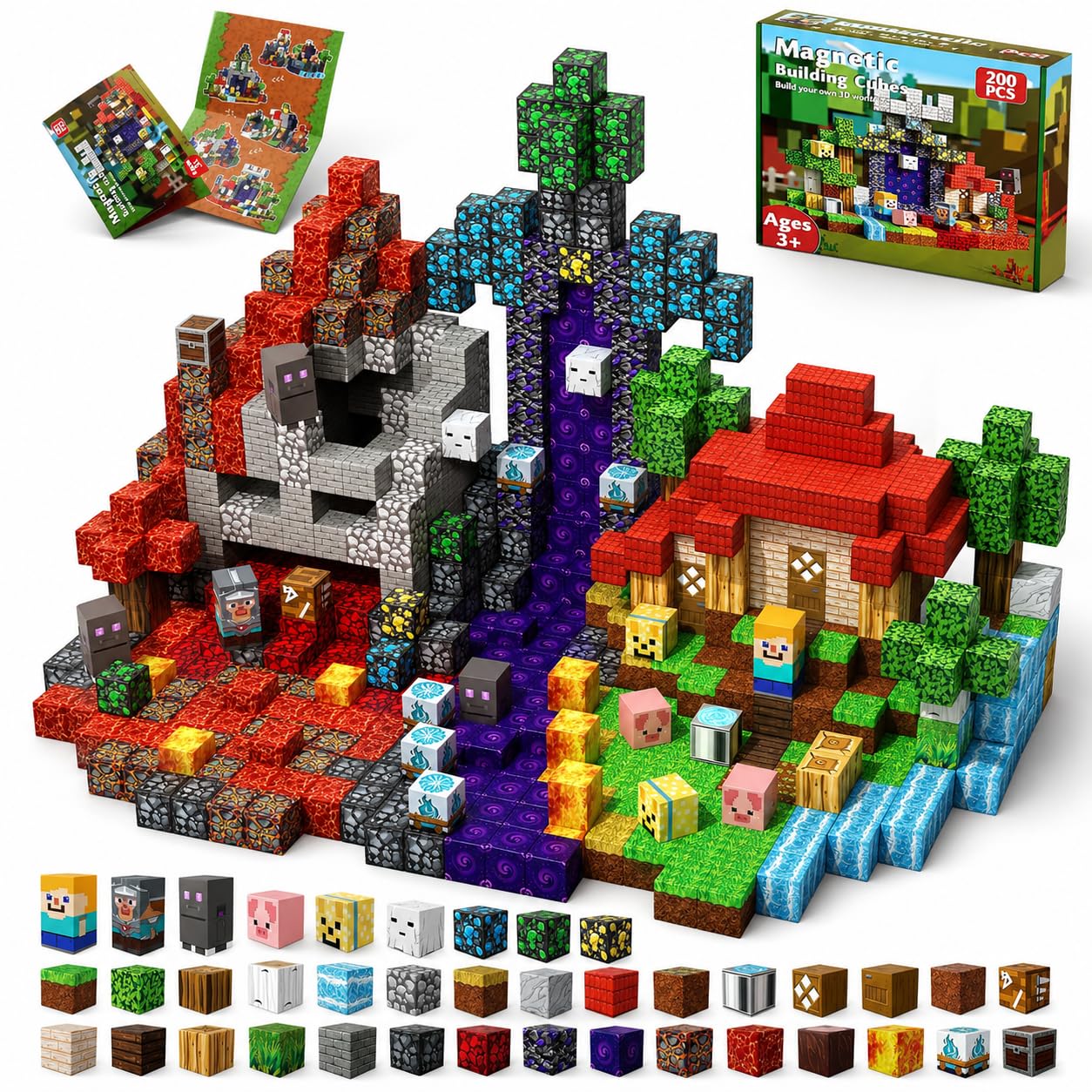 Hot Magneverse 200 PCS 0.8in Magnetic Blocks - Magnet Toys for Kids, Magnetic Building Blocks Cubes, Stacking Magnets, School STEM Toys Birthday Gifts for Boys and Girls Age 3+ Years Old (Theme: Portal)