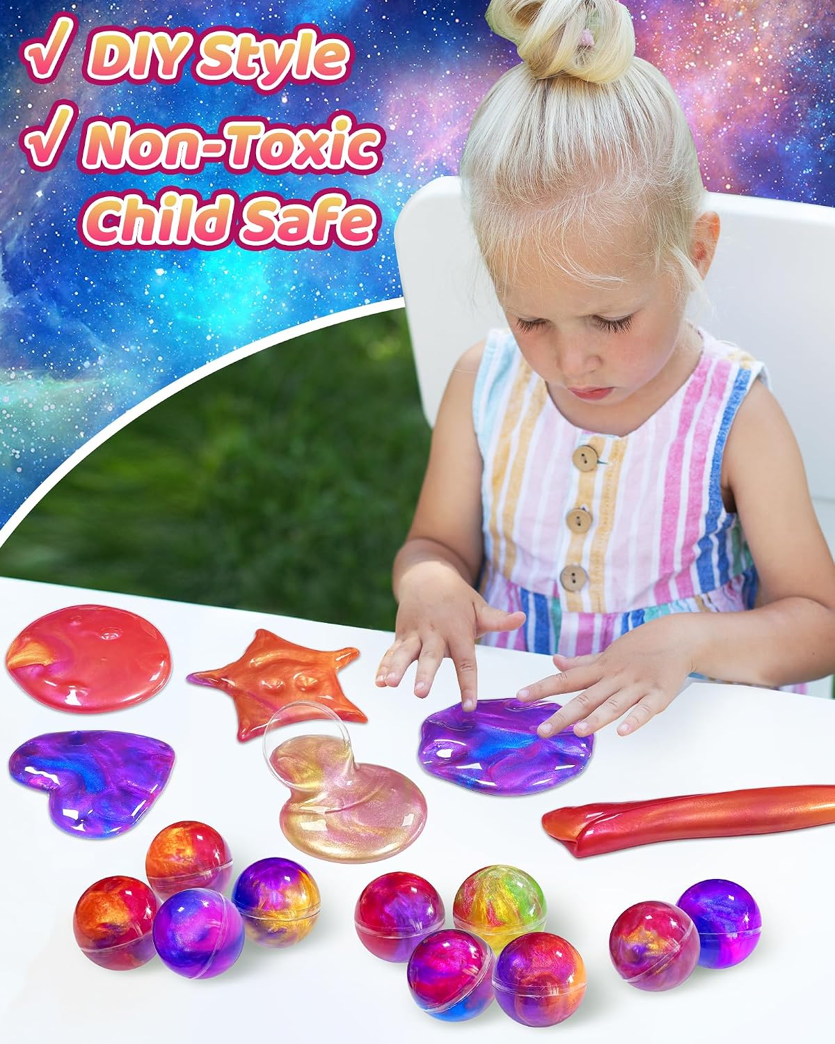 Hot 24 Pack Galaxy Slime Party Favors, Non-Sticky, Stress Relief Treasure Box Toys for Classroom Prizes Party Supplies, Student Gifts Birthday Goodie Bags Stuffers for Kids Teens Boys Girls 4-8, 8-12