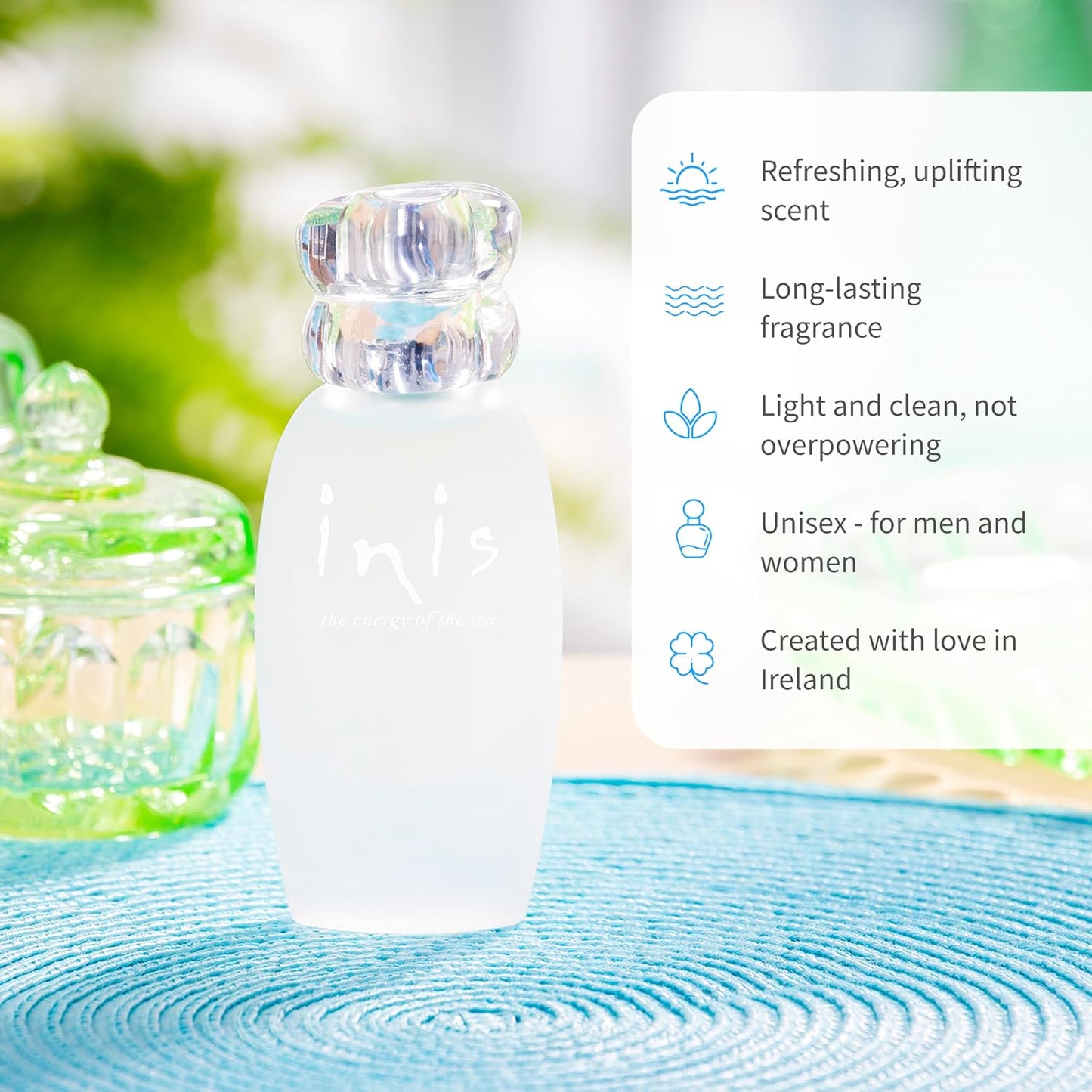 Hot Inis the Energy of the Sea - Cologne for Men and Women, 3.3 fl oz | Large Unisex Perfume for Women and Men, Clean Fresh Aquatic Ocean Fragrance in Frosted Sea Glass Bottle, Mens Cologne Gift