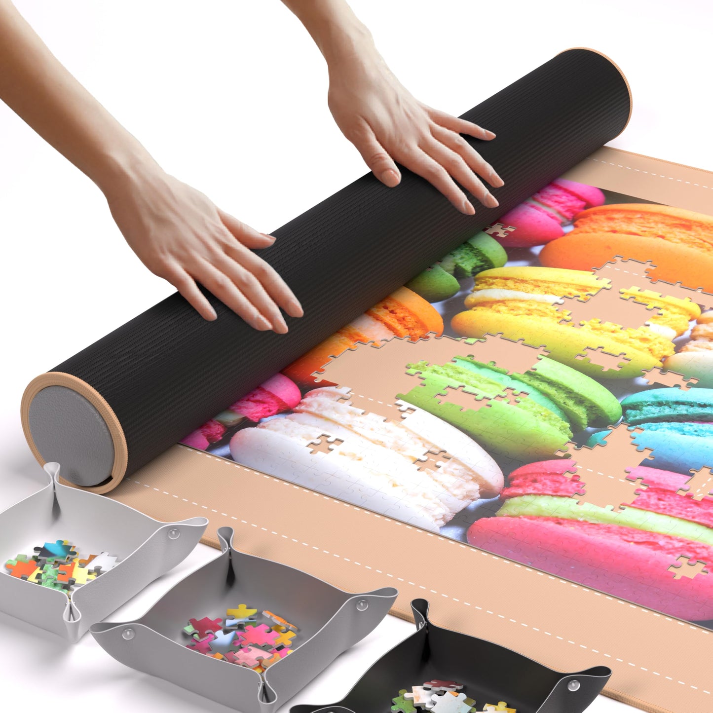 Hot The Original Newverest Jigsaw Puzzle Mat Roll Up, Saver Pad 46” x 26” Portable Keeper Up to 1500 Pieces with Non-Slip Rubber Bottom & Smooth Top + 3 Puzzle Sorting Trays & Travel-Friendly Storage Bag