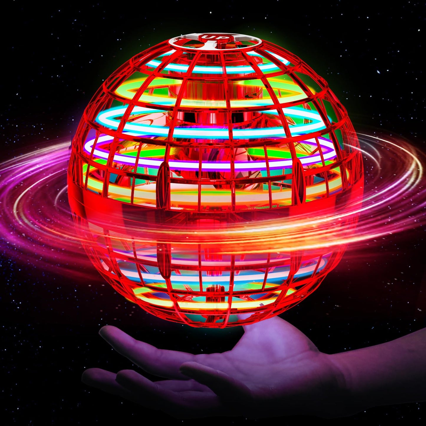 HotIvtivfu Flying Orb Ball (Blue, 2026 Upgraded) with Dazzling Lights, Magic Hover Spinner, Cool Boomerang Drone, Floating Cosmic Globe, Kids Toys Gifts for 6 7 8 9 10 Year Old Boys Girls