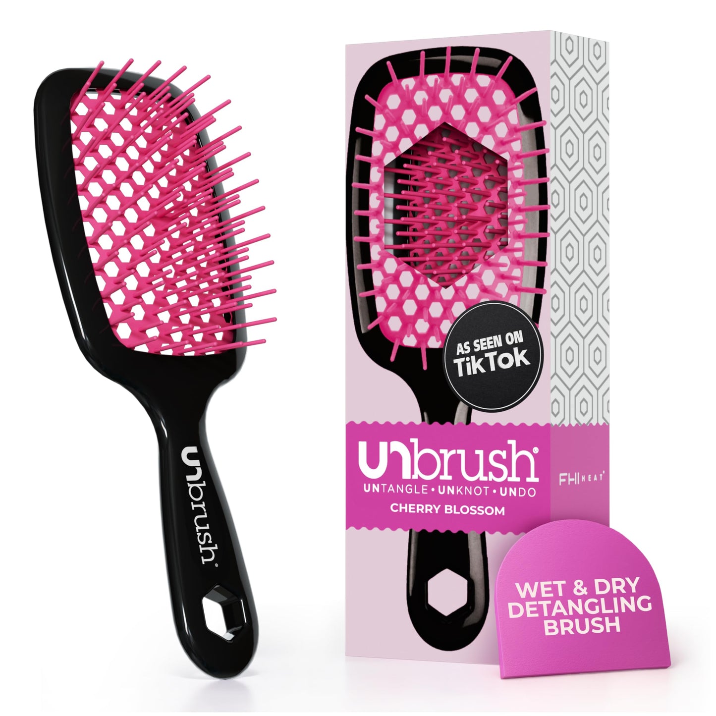 HotFHI Heat UNbrush Detangling Brush for Pain-Free Brushing on All Wet or Dry Hair Types — Durable DuoFlex Anti-Static Bristles, Lightweight Handle, Vented Hair Brush, Periwinkle Light Blue
