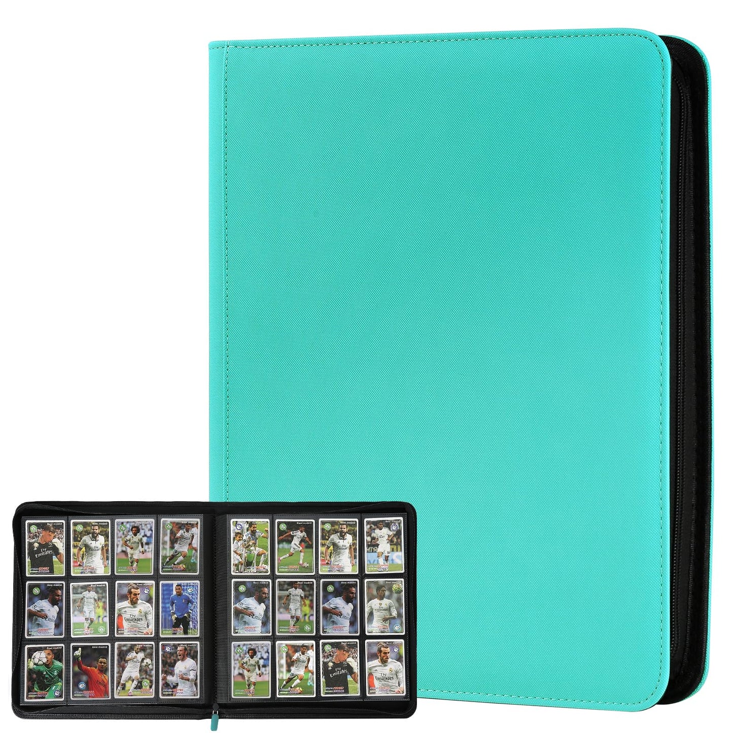 HotGERMUN 9 Pocket Trading Card Binder,720 Cards,40 Top-Loading Pages, Double Sided Pockets PU Cover Zipper Collection Album Folder for Standard MTG, TCG, Sports Cards(Black)