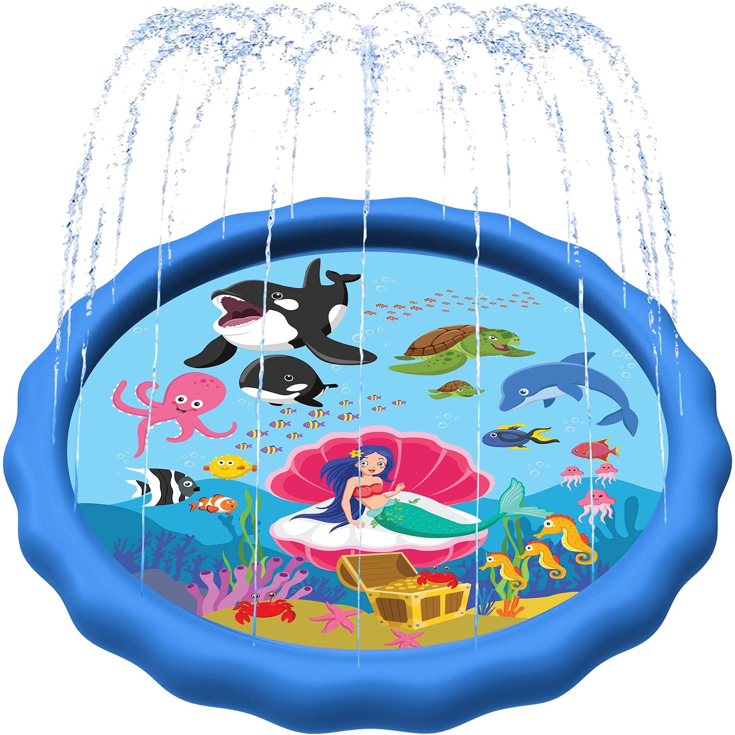 HotSplashEZ 3-in-1 Splash Pad, Sprinkler for Kids & Baby Pool for Learning – Toddler Sprinkler Pool, 60’’ Outside Water Toys – “from A to Z” Outdoor Play Mat for Babies & Toddlers