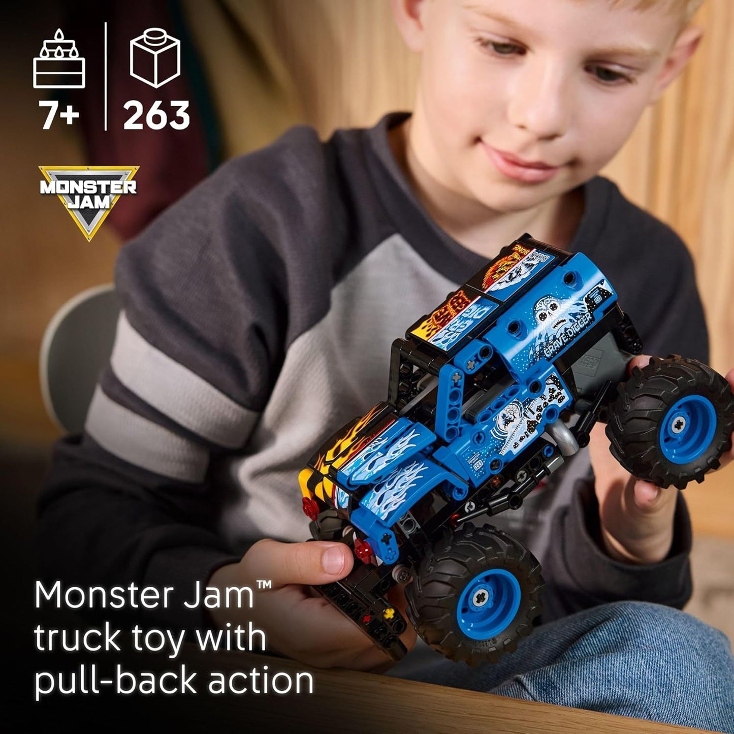 Hot LEGO Technic Monster Jam Grave Digger Fire and Ice Building Toy for Boys & Girls - Monster Truck Toy W/Pull-Back Racing Action for Kids, Ages 7+ - Gift Idea for Birthdays - 42219