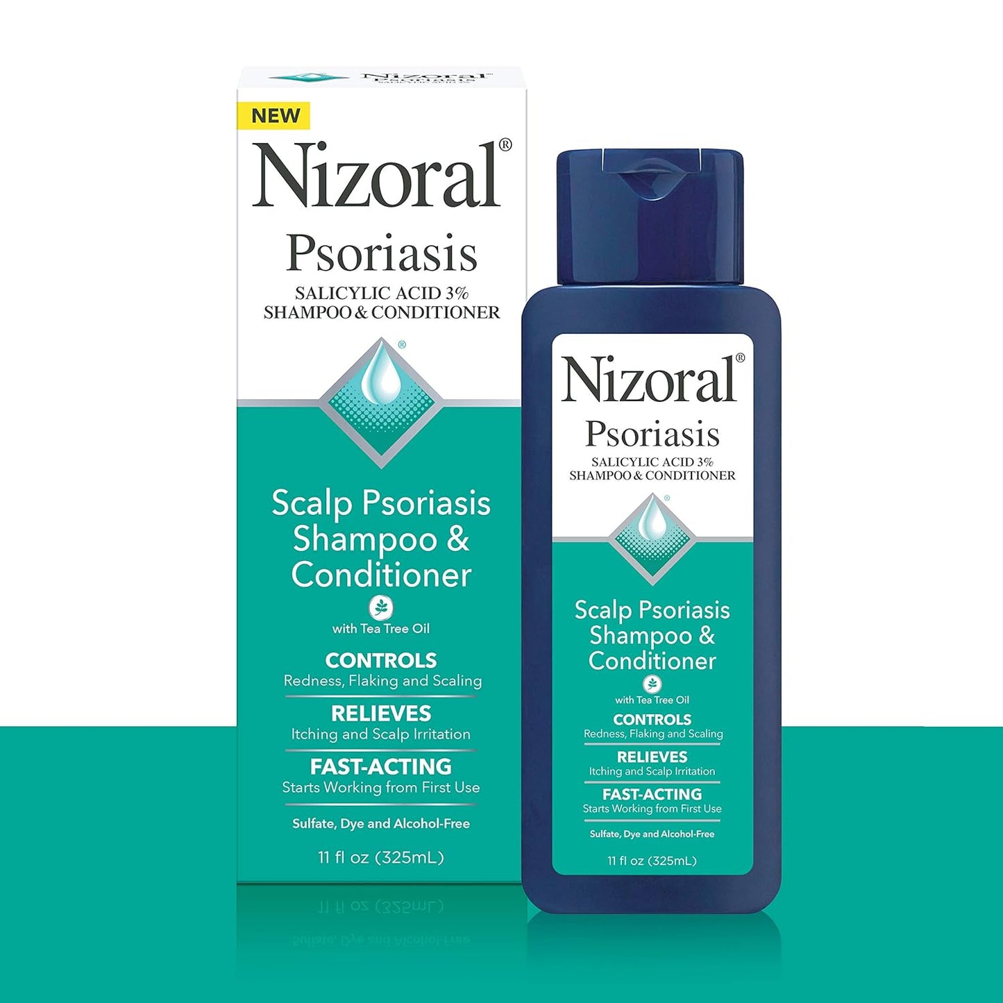 HotNizoral Psoriasis Shampoo & Conditioner, 11 Oz, Gentle Scalp Treatment, Relieves Itching and Flaking, Redness and Scaling Effective Scalp Psoriasis Shampoo with Salicylic Acid and Tea Tree Oil