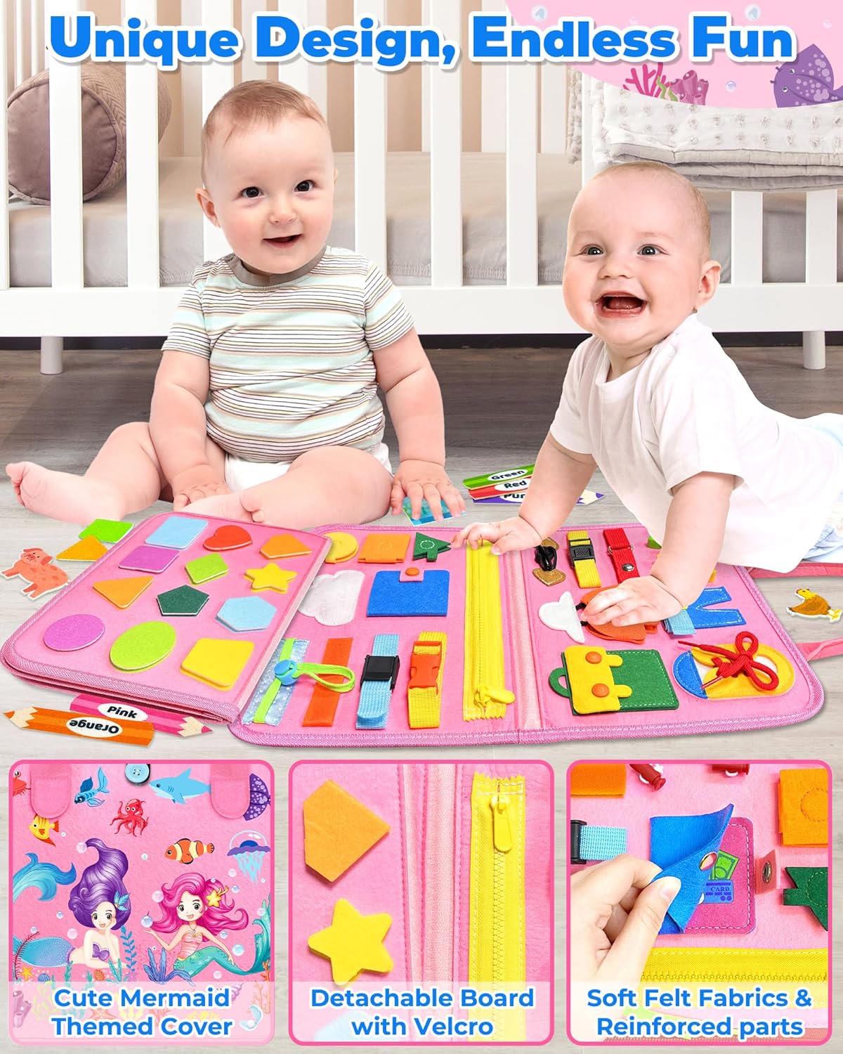 HotGojmzo Busy Board Montessori Toys for Toddler Girl Birthday Gifts, Busy Book Sensory Toys for Toddlers, Learning Educational Toddler Travel Activities