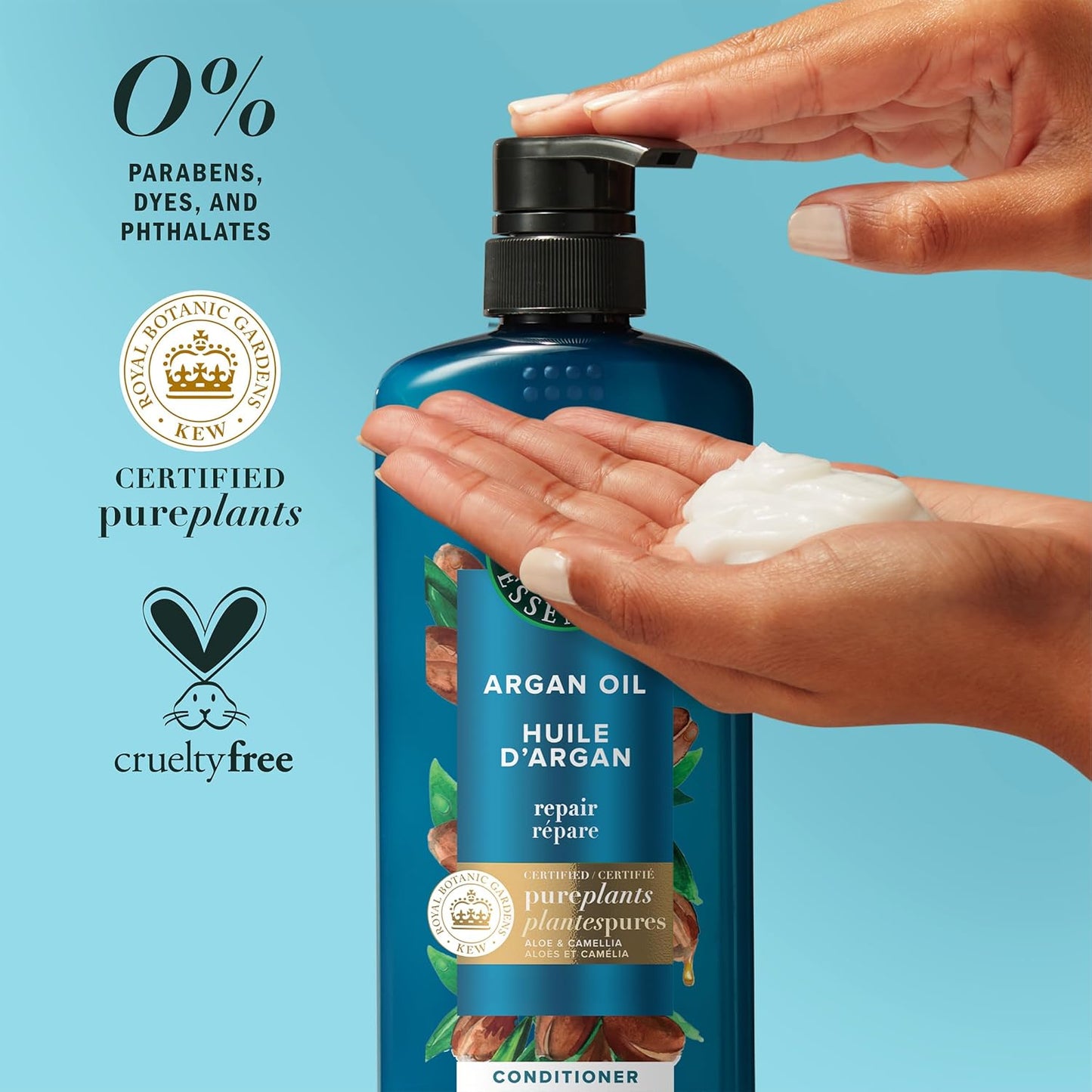 HotHerbal Essences Argan Oil Repair Shampoo & Conditioner Set, Moisturizes & Smoothes, Paraben-Free, Color-Safe, pH-Balanced, Citrus Scent, 20.2 Fl Oz, 2-Pack