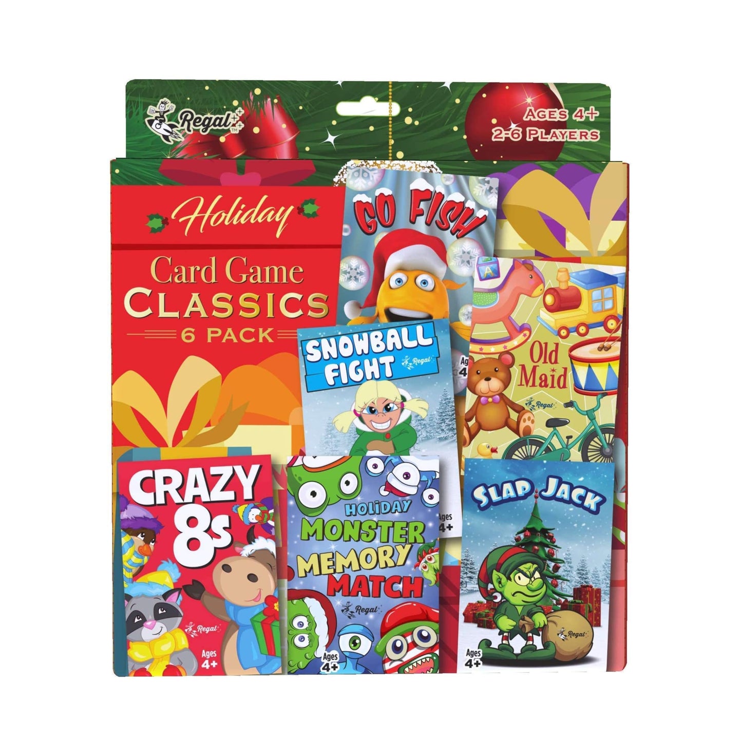 HotRegal Games Card Games for Kids - Go Fish, Crazy 8's, Old Maid, Slap Jack, Garbage Monster, War - Simple & Fun Classic Family Table Games - Games May Vary (6 Set)
