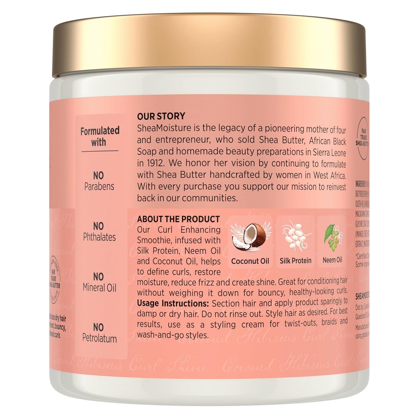 HotSheaMoisture Curl Enhancing Smoothie Hair Cream Coconut and Hibiscus for Thick, Curly Hair Sulfate Free and Paraben Free Curl Cream 20 oz