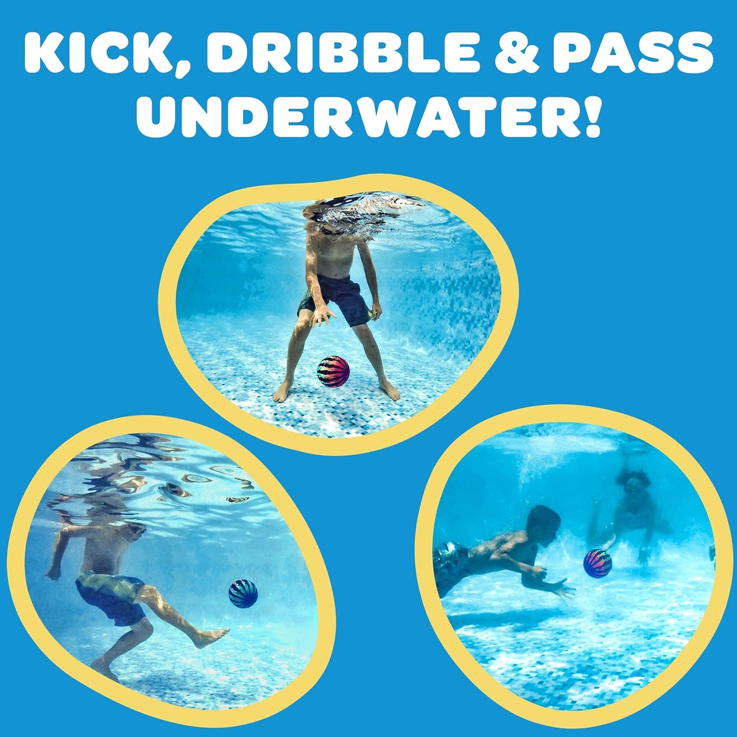 HotWatermelon Ball JR Durable Fillable Pool Toy for Underwater Games - Football, Basketball & Rugby - Perfect for Water Parties - Fun for Adults & Kids Alike - Ages 6+, 6.5" Multicolor
