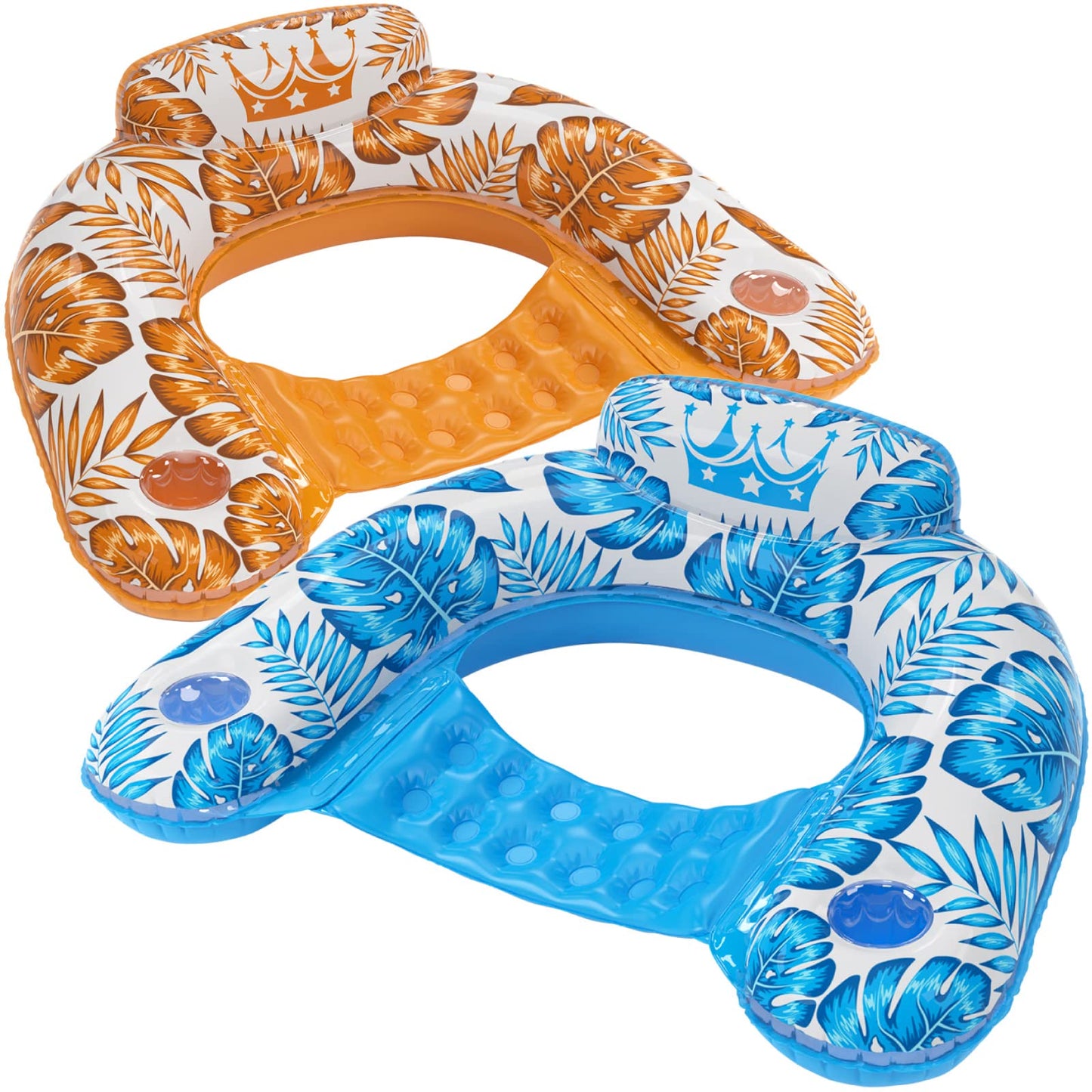 HotJasonwell Inflatable Pool Float Chair - 2Pack Pool Floaties Floating Pool Chair Lounge Floats for Swimming Pool Water Chair Pool Lounger with Cup Holder Pool Toy Party Floaty Adults (BG-L)
