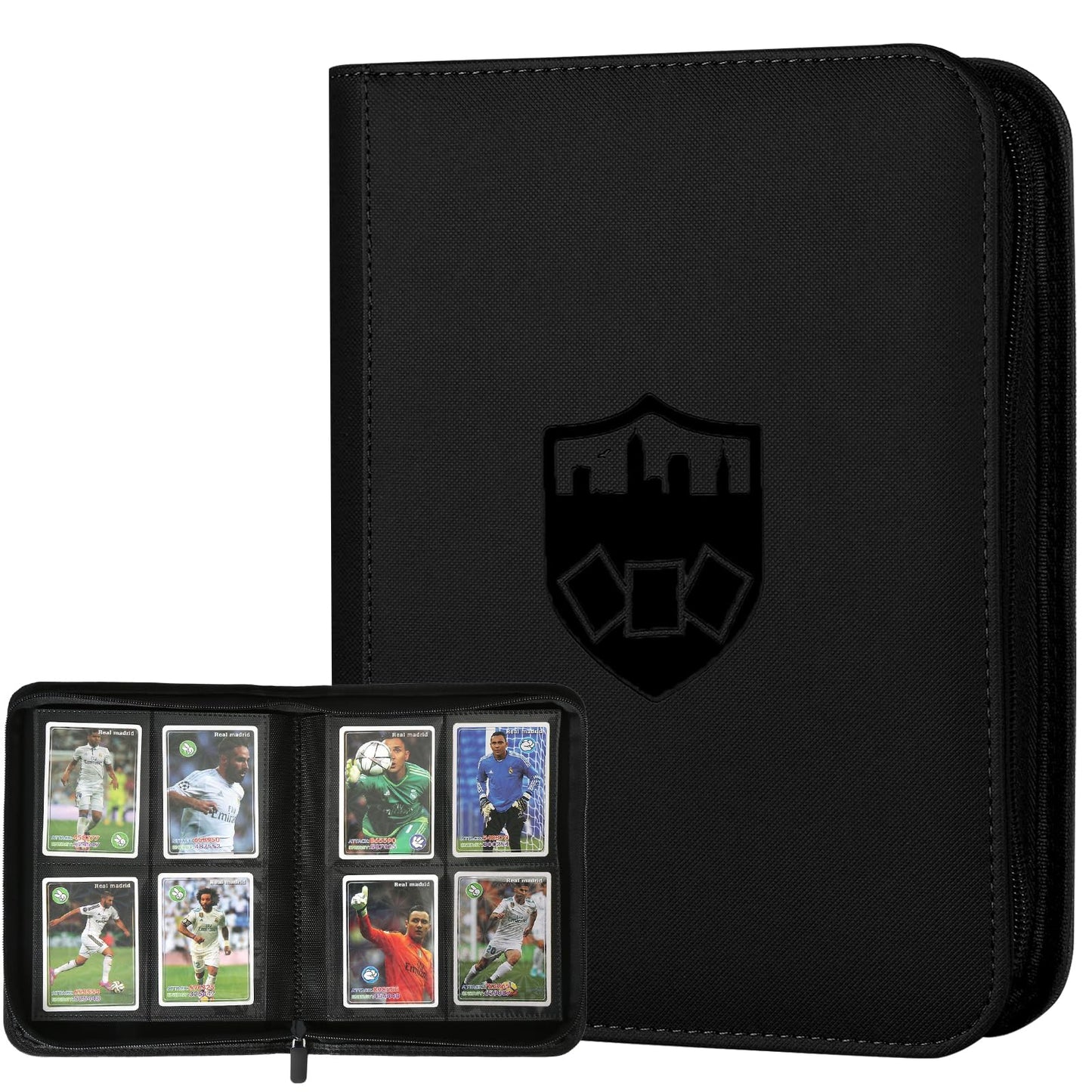 HotGERMUN 9 Pocket Trading Card Binder,720 Cards,40 Top-Loading Pages, Double Sided Pockets PU Cover Zipper Collection Album Folder for Standard MTG, TCG, Sports Cards(Black)