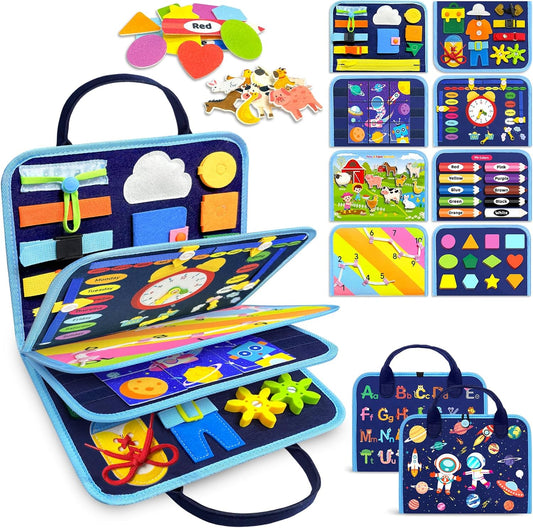 HotGojmzo Busy Board Montessori Toys for Toddler Boy Birthday Gifts, Busy Book Sensory Toys for Toddlers, Learning Educational Toddler Travel Activities
