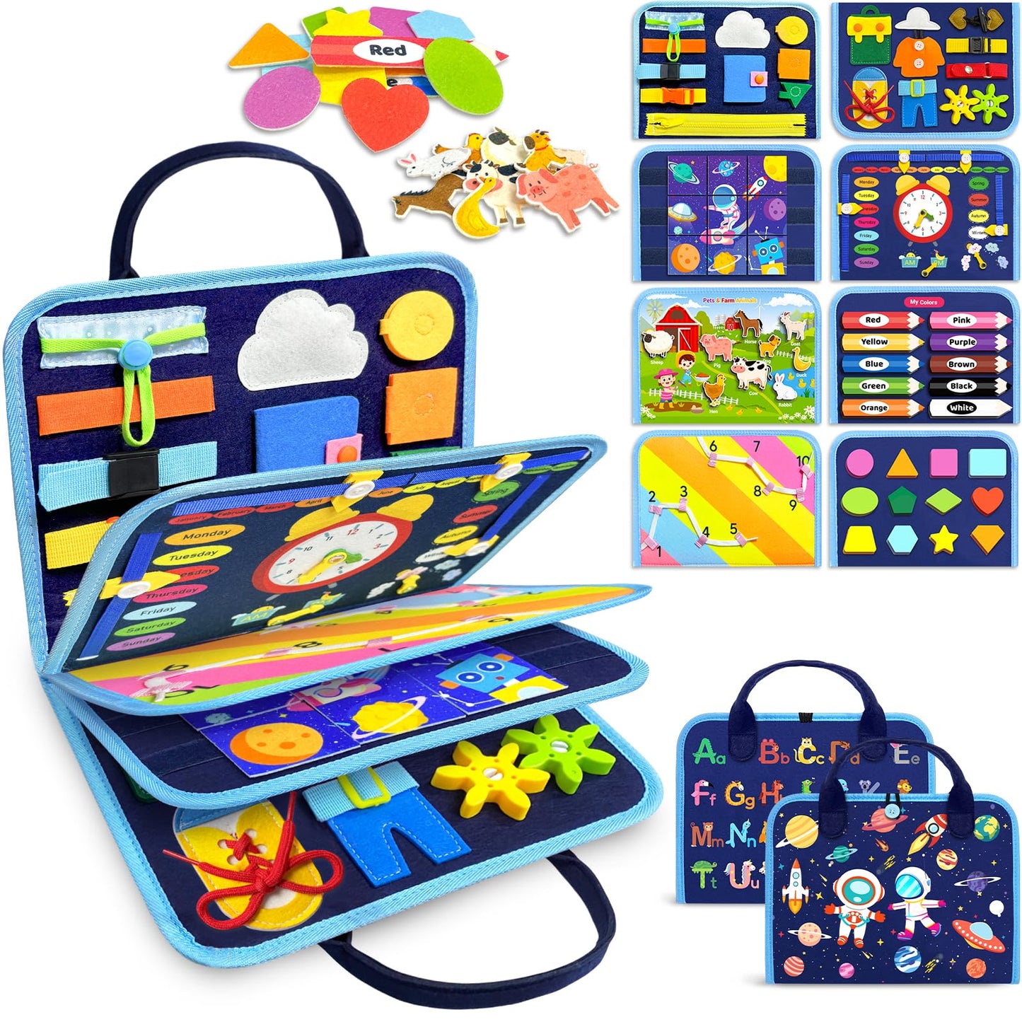 HotGojmzo Busy Board Montessori Toys for Toddler Girl Birthday Gifts, Busy Book Sensory Toys for Toddlers, Learning Educational Toddler Travel Activities