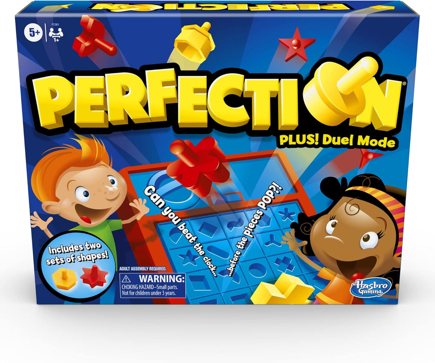 Hot Hasbro Gaming Perfection Plus 2-Player Duel Mode Popping Shapes and Pieces Ages 5 and Up, Easter Gifts for Kids (Amazon Exclusive)